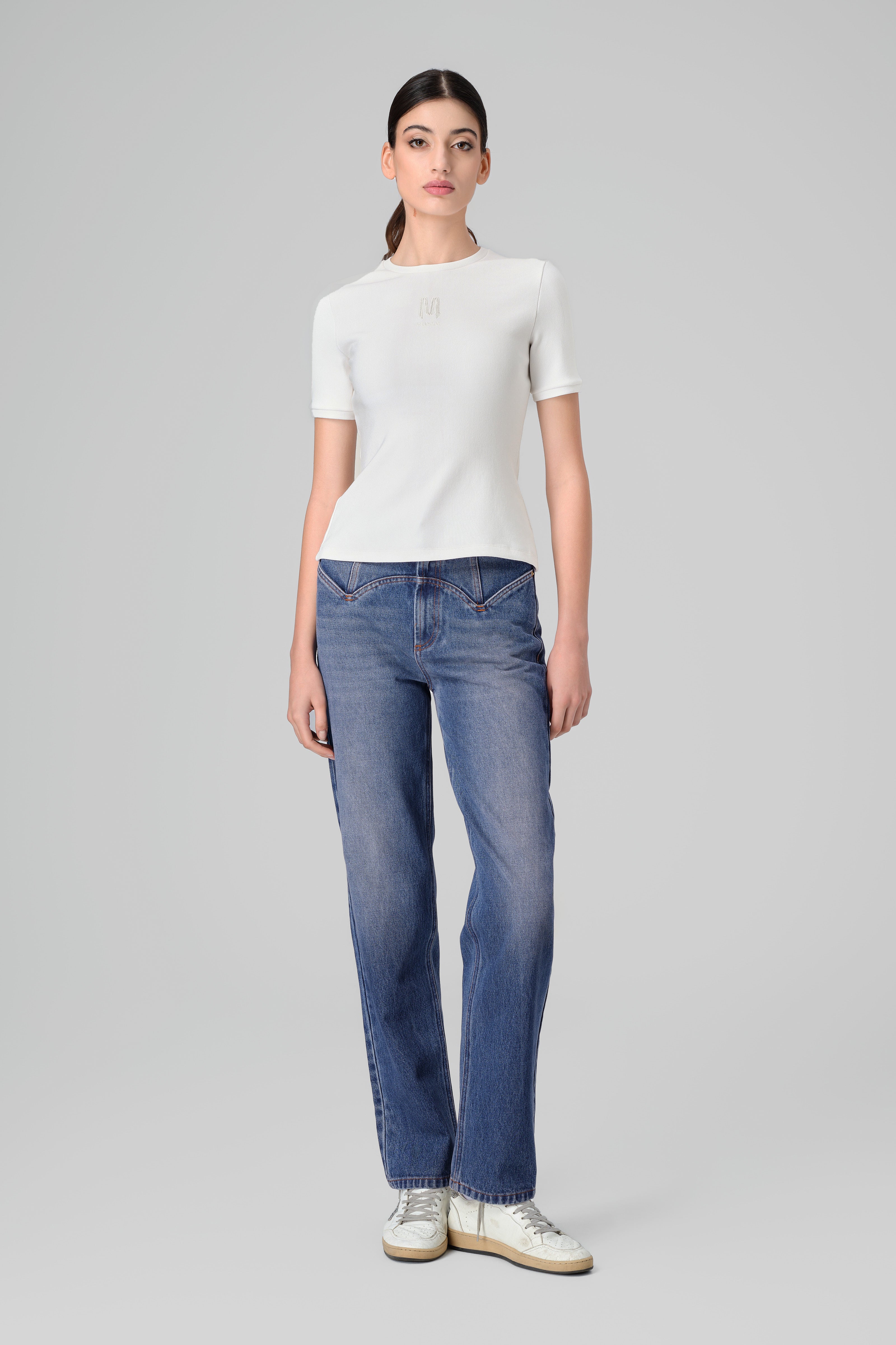 Tricou alb bumbac reiat Logo