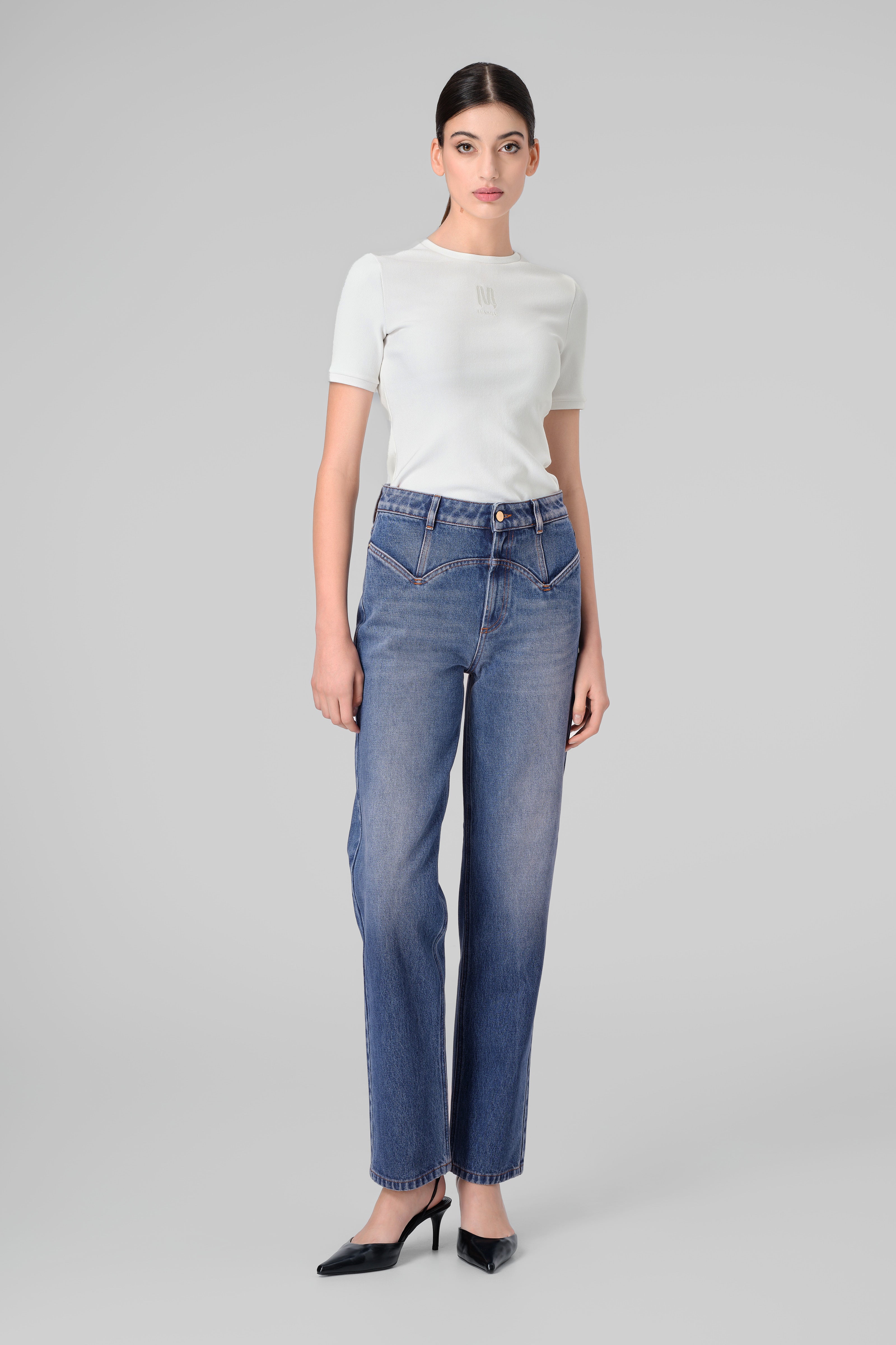 Tricou alb bumbac reiat Logo