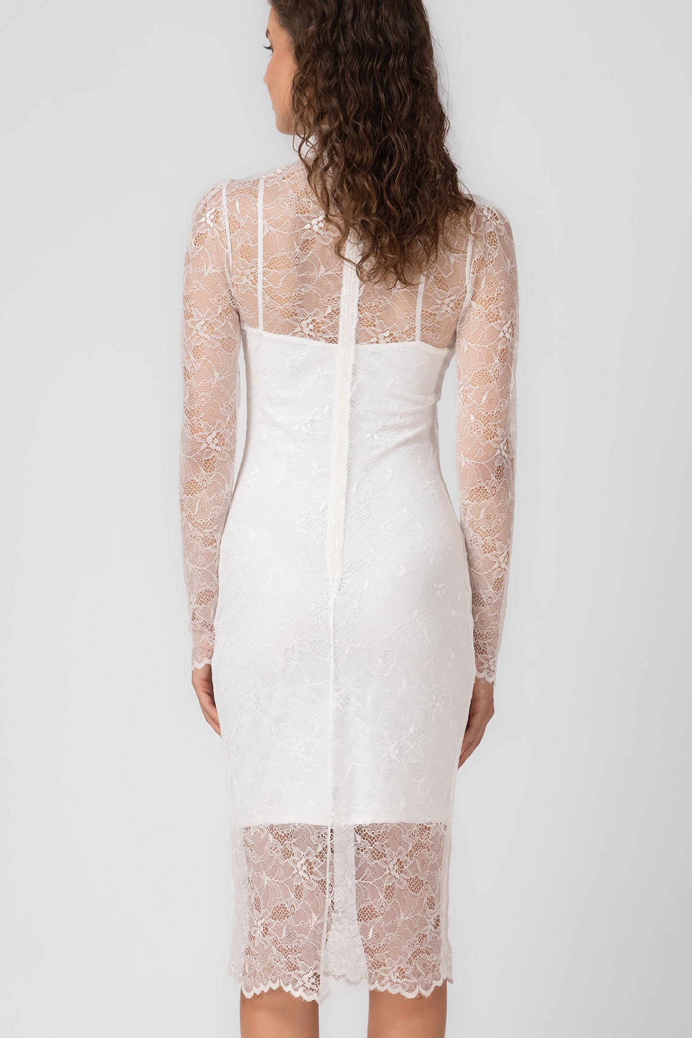 Rochie midi alba din dantela Mist