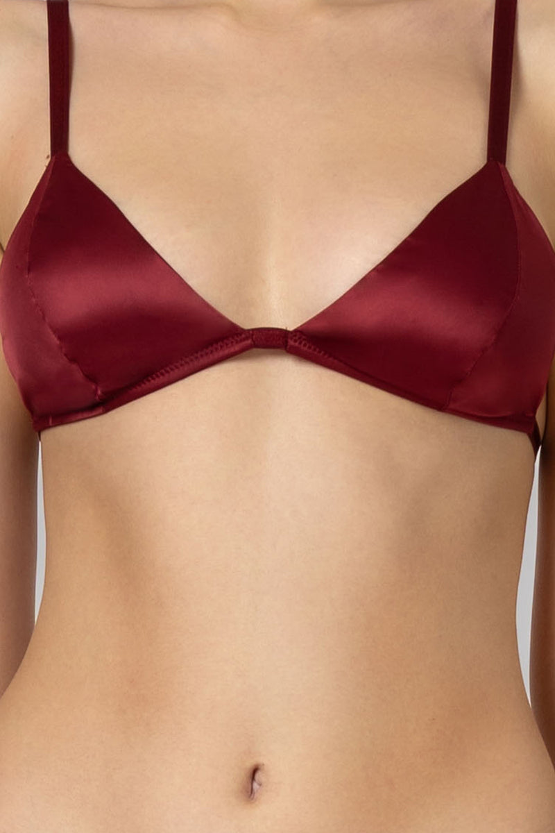 Sutien rosu inchis din satin italienesc elastic Nostalgic