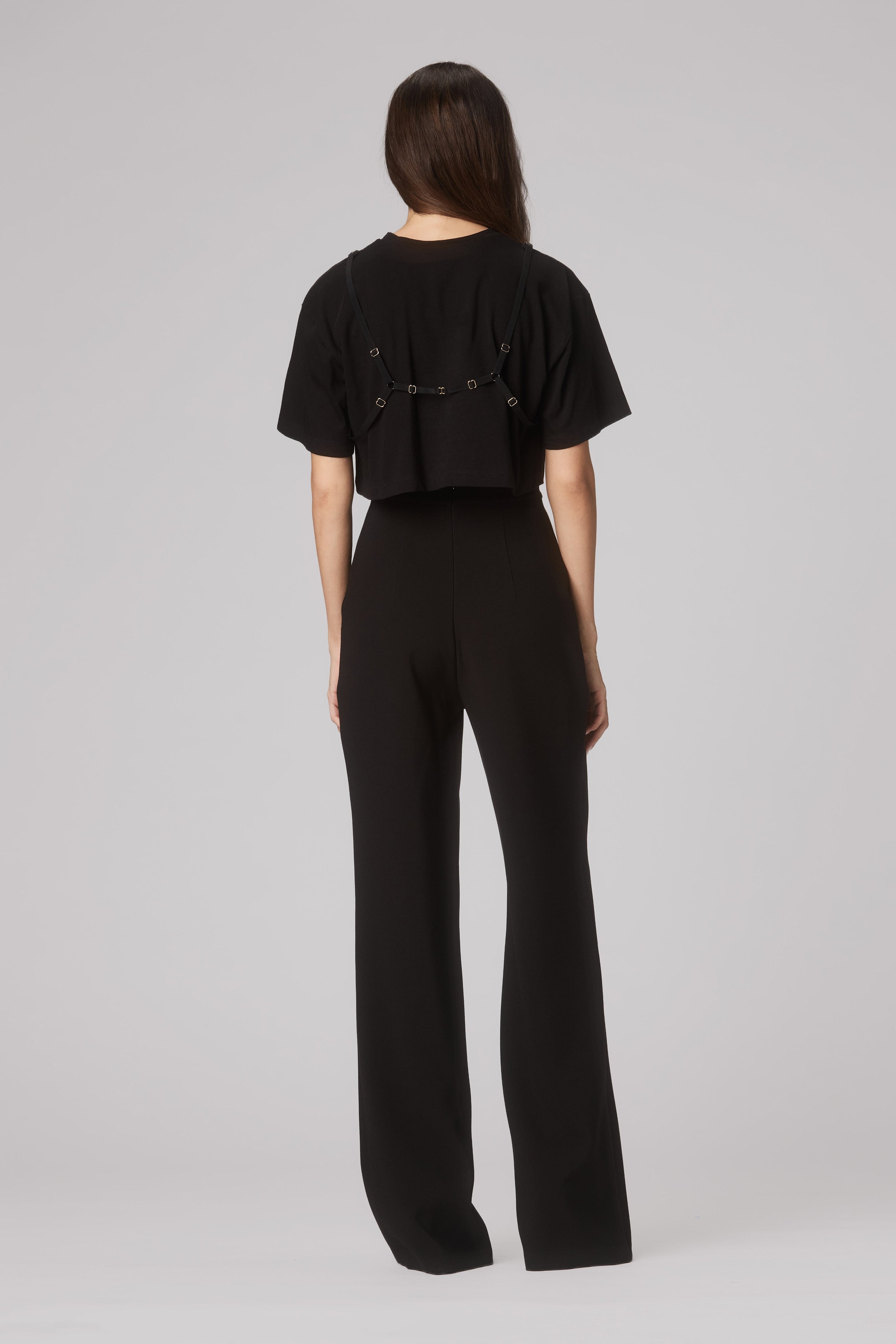 Tricou negru decupat din bumbac organic Outline