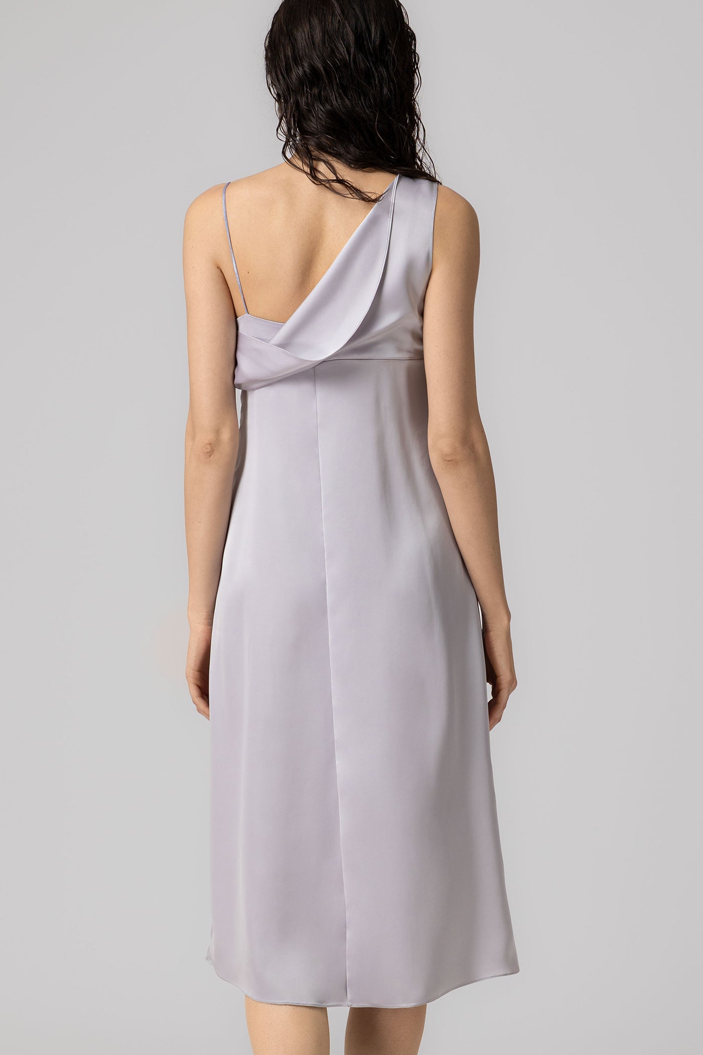 Rochie gri midi din satin Allure