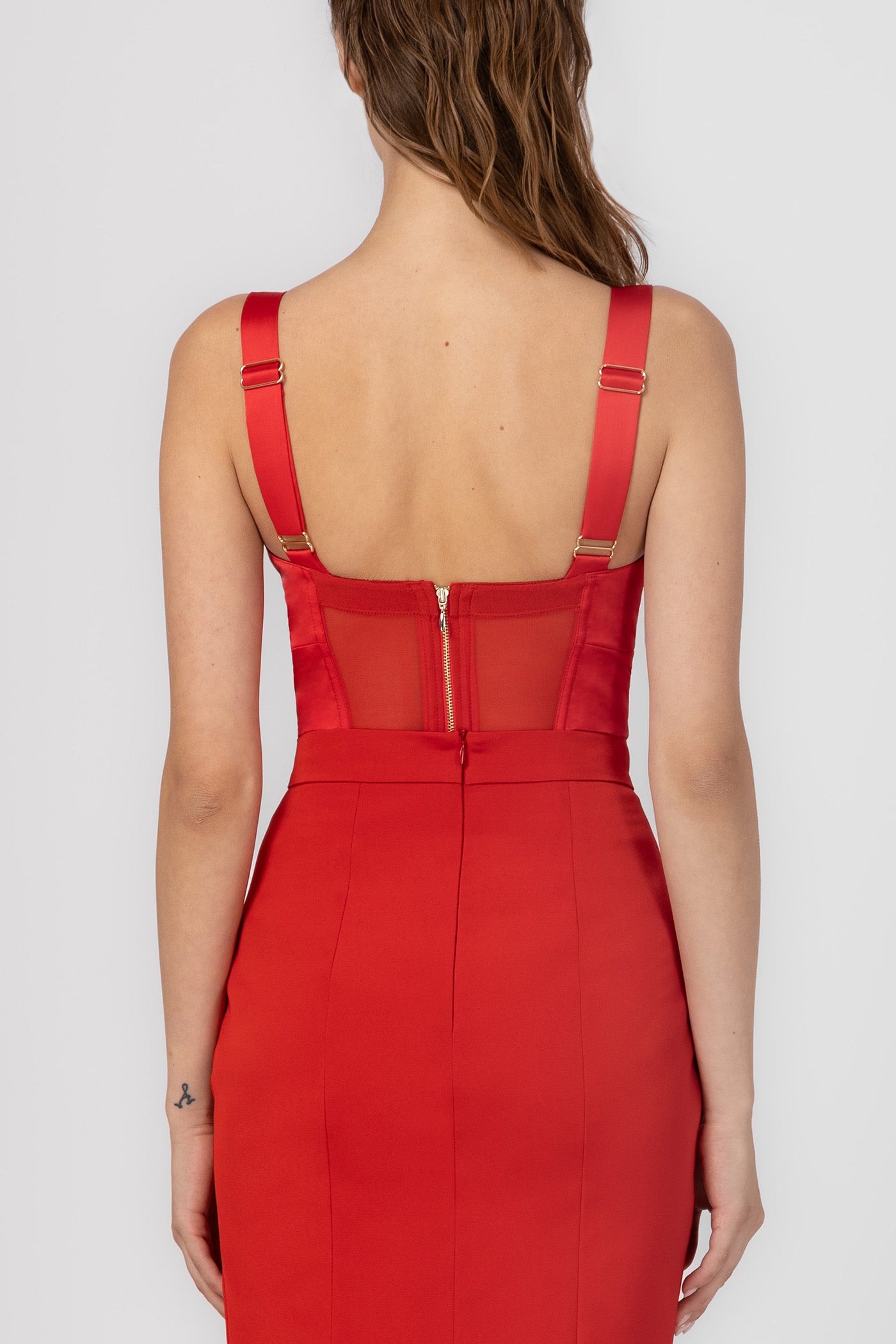Corset rosu din satin elastic Sculpt