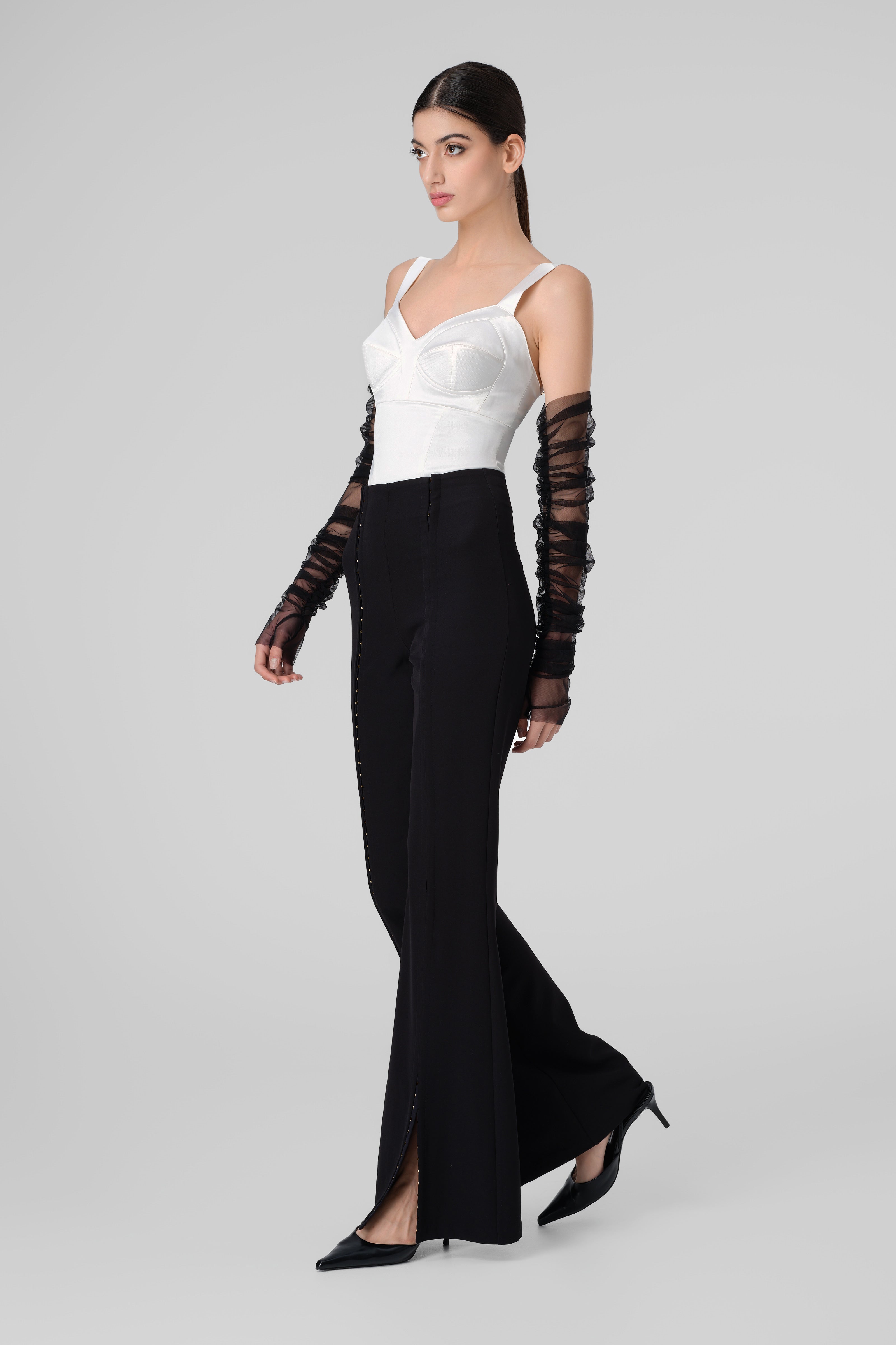 Corset alb din satin elastic Sculpt