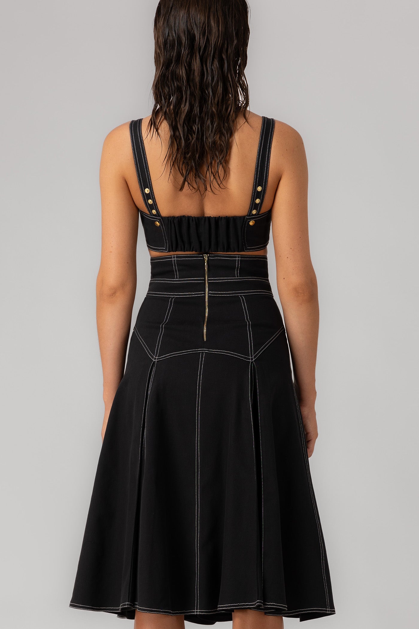 Bustiera neagra din denim bi-elastic Underline