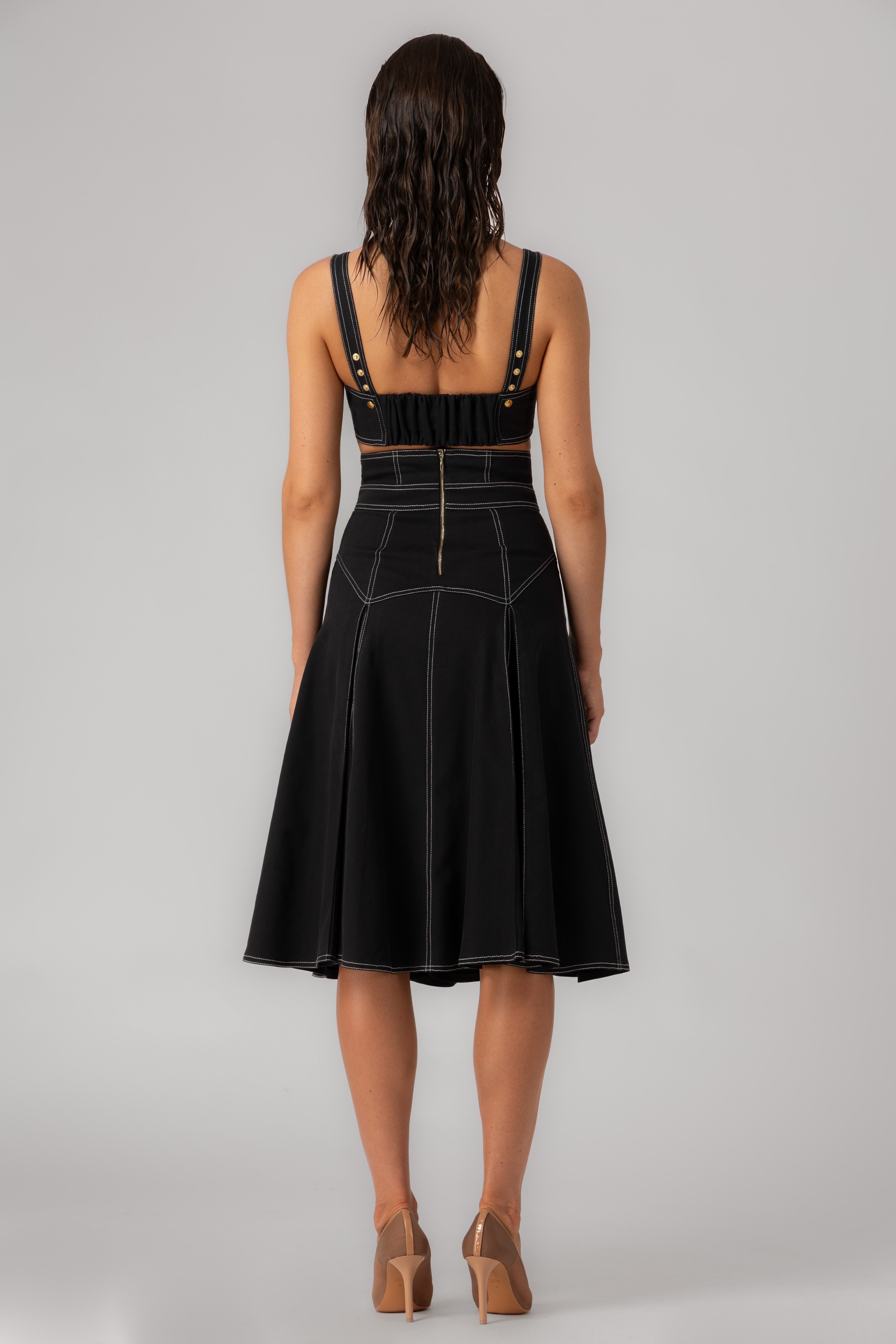 Fusta neagra din denim bi-elastic Underline