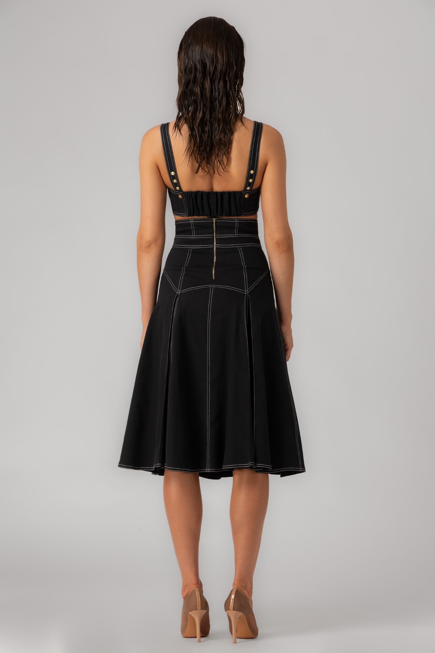 Bustiera neagra din denim bi-elastic Underline