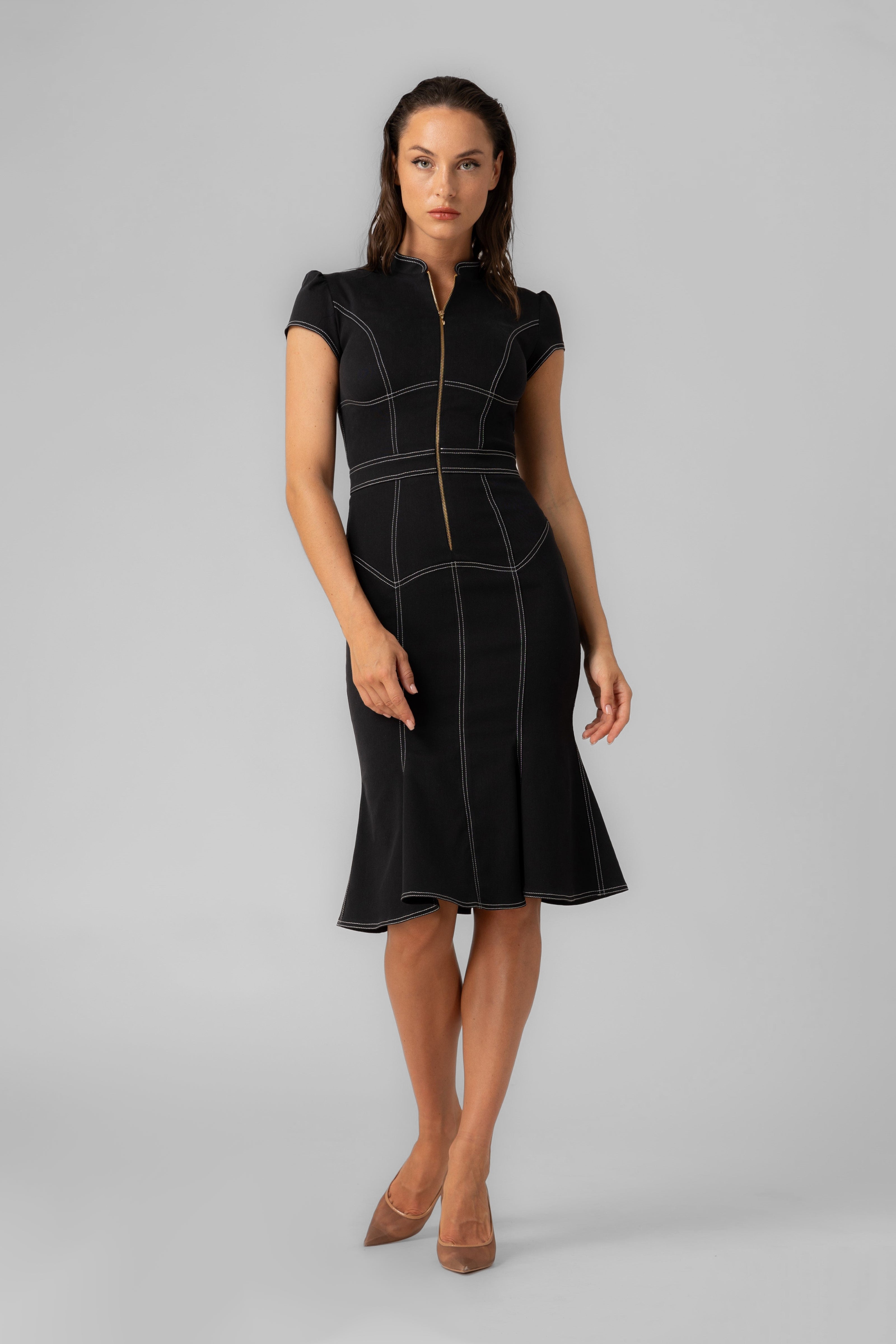 Rochie neagra din denim bi-elastic Underline