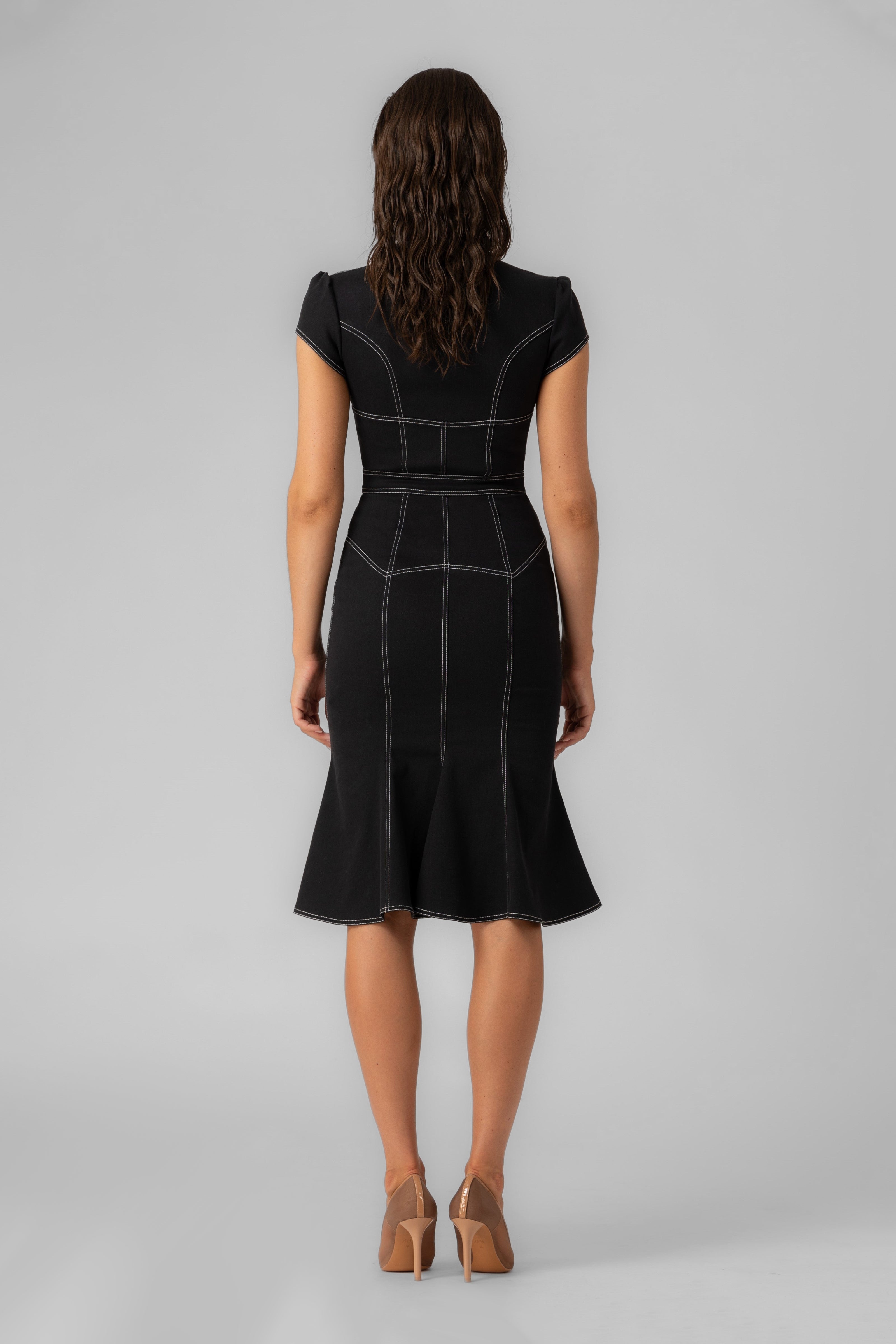 Rochie neagra din denim bi-elastic Underline