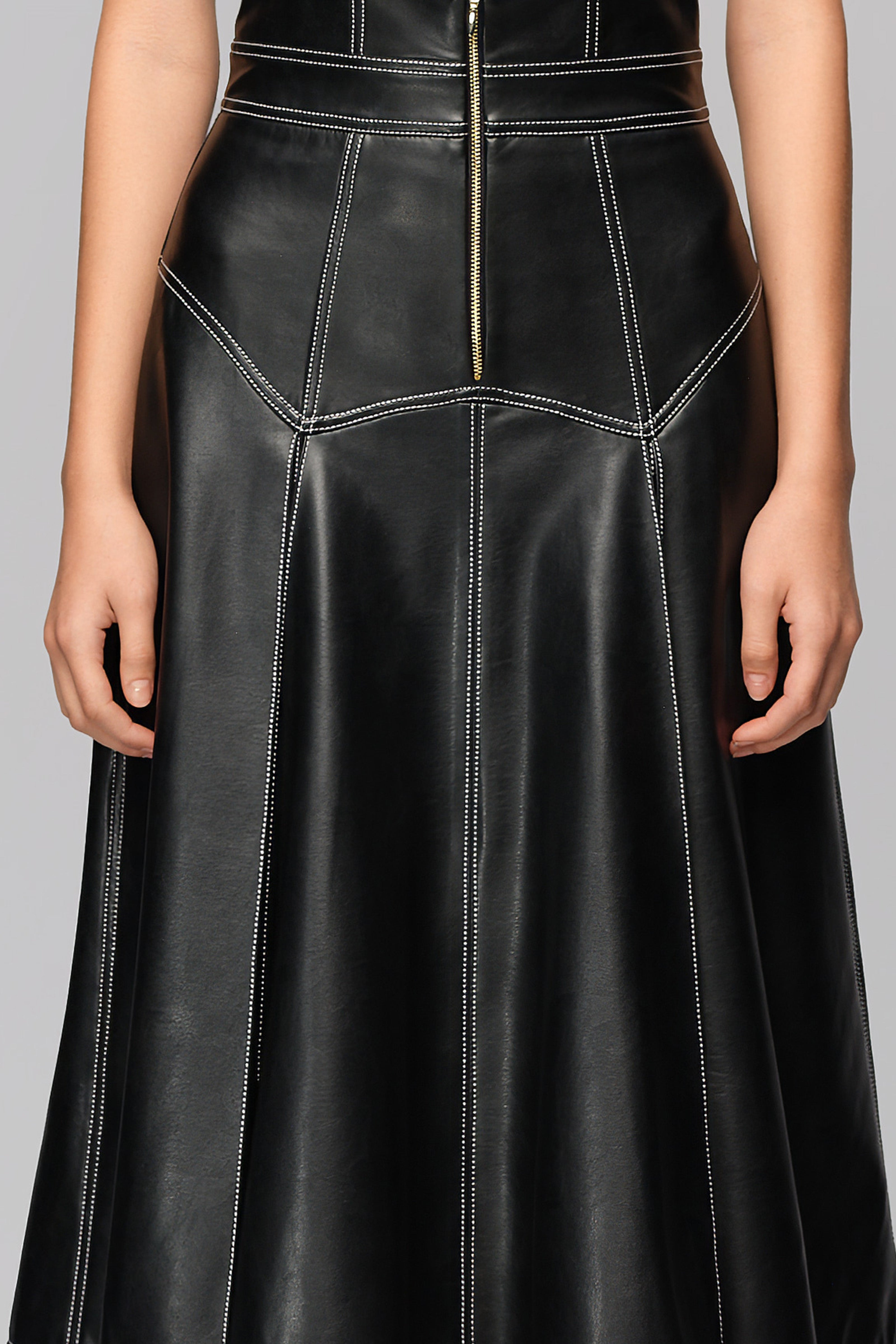 Fusta neagra din piele Underline