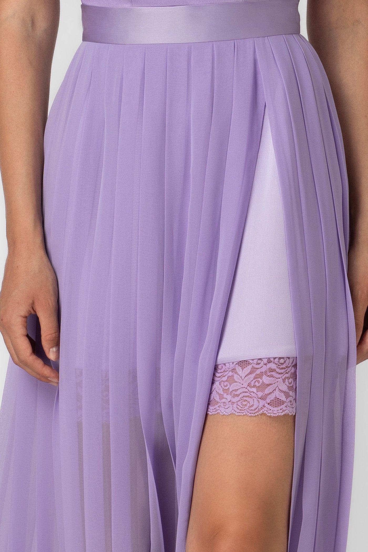 Fusta lavanda din voal plisat Utility