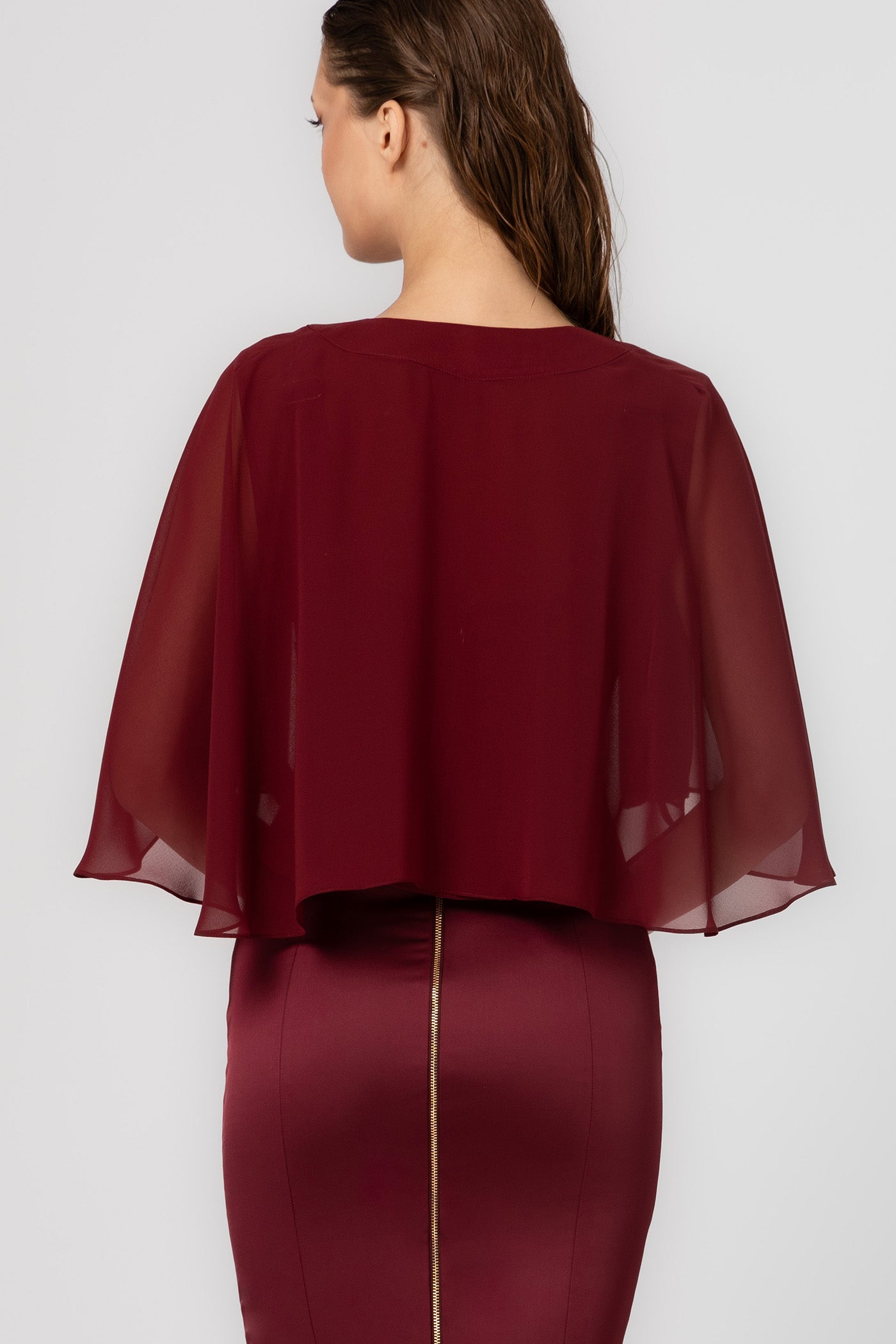 Capa rosu inchis din voal transparent Veil