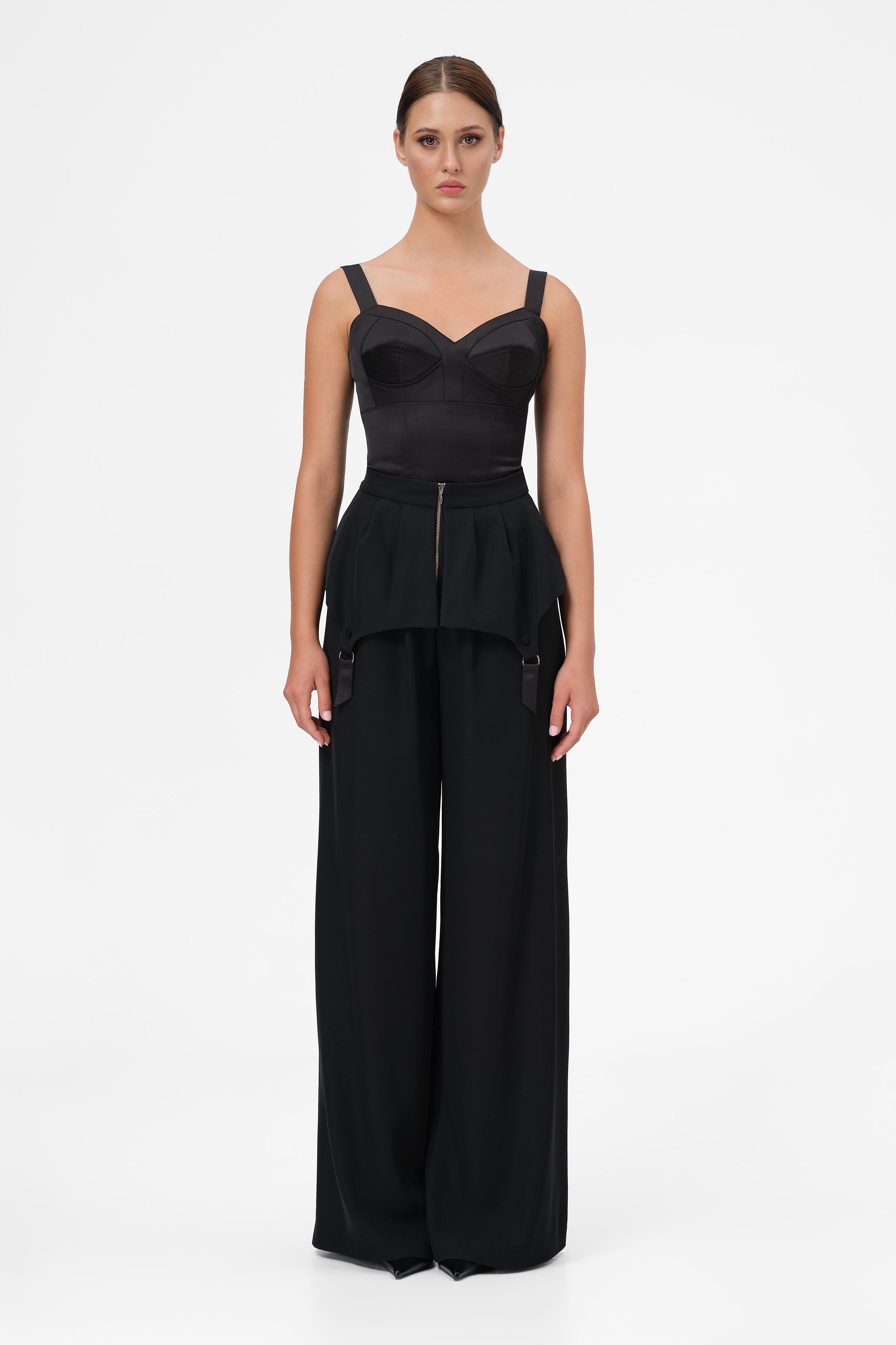 Pantaloni negri lungi evazati Blaze