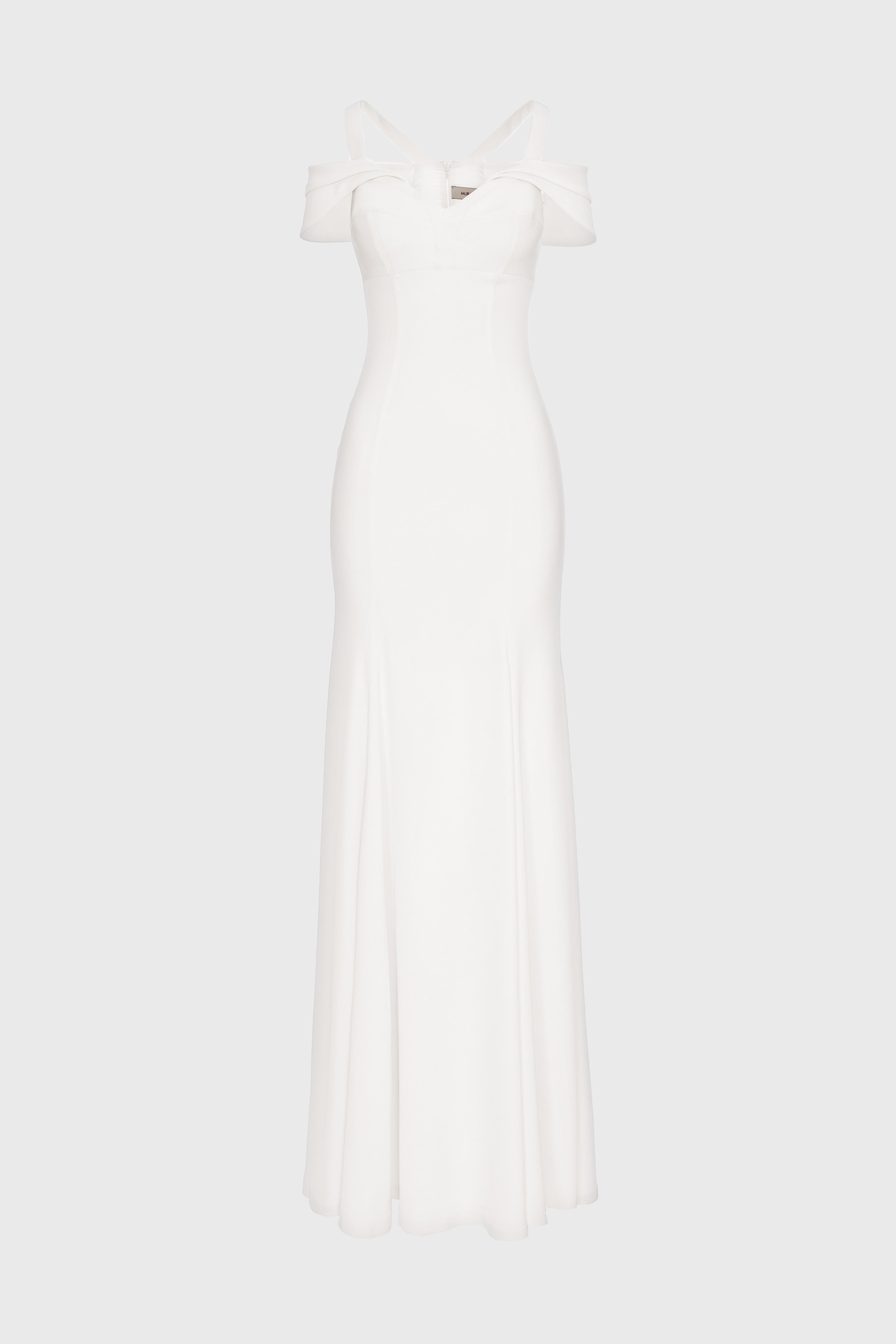 Rochie alba lunga cu cupe retro Candy