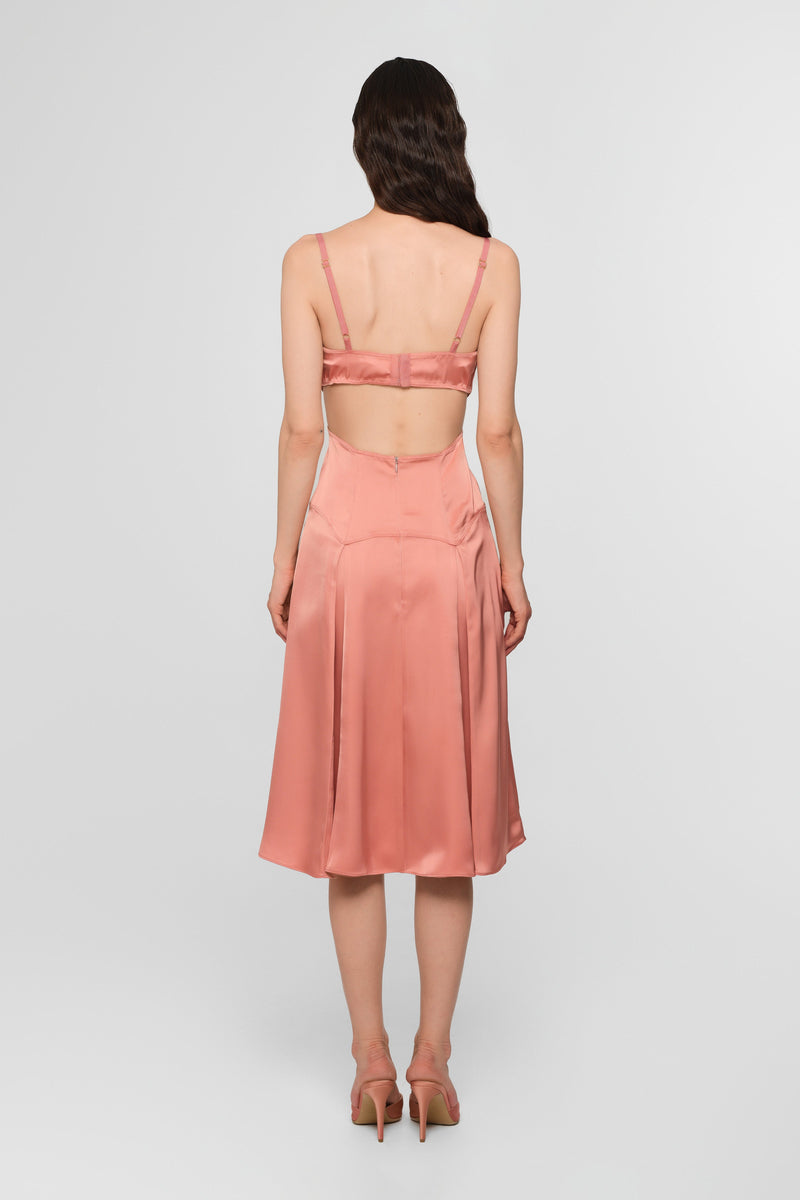 Rochie roz fad din satin Escapade