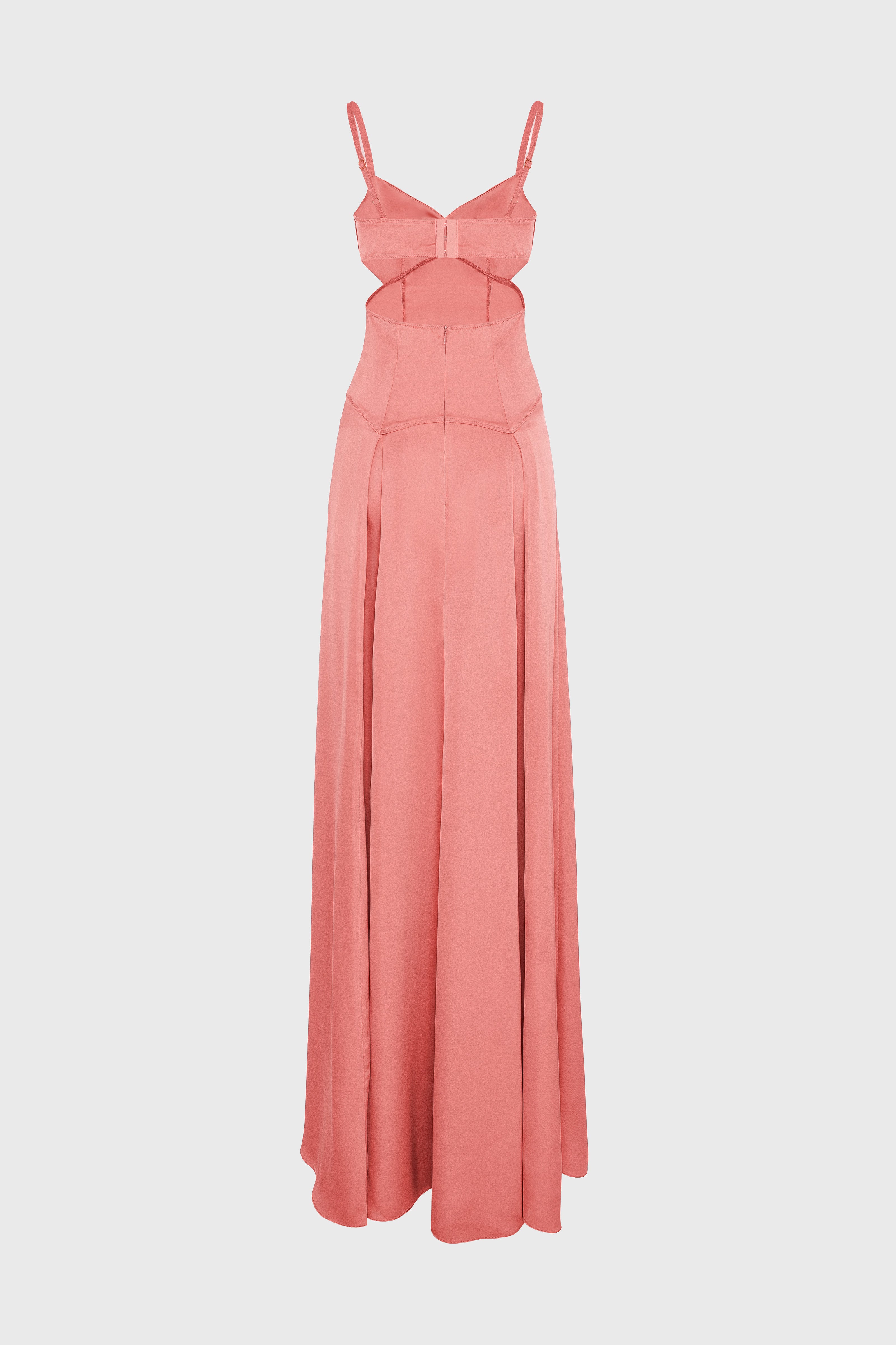 Rochie roz fad lunga din satin Escapade