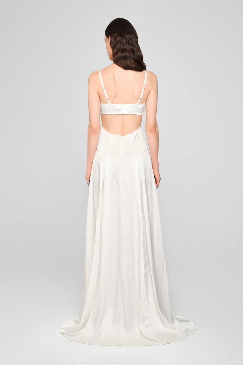 Rochie alba lunga din satin Escapade