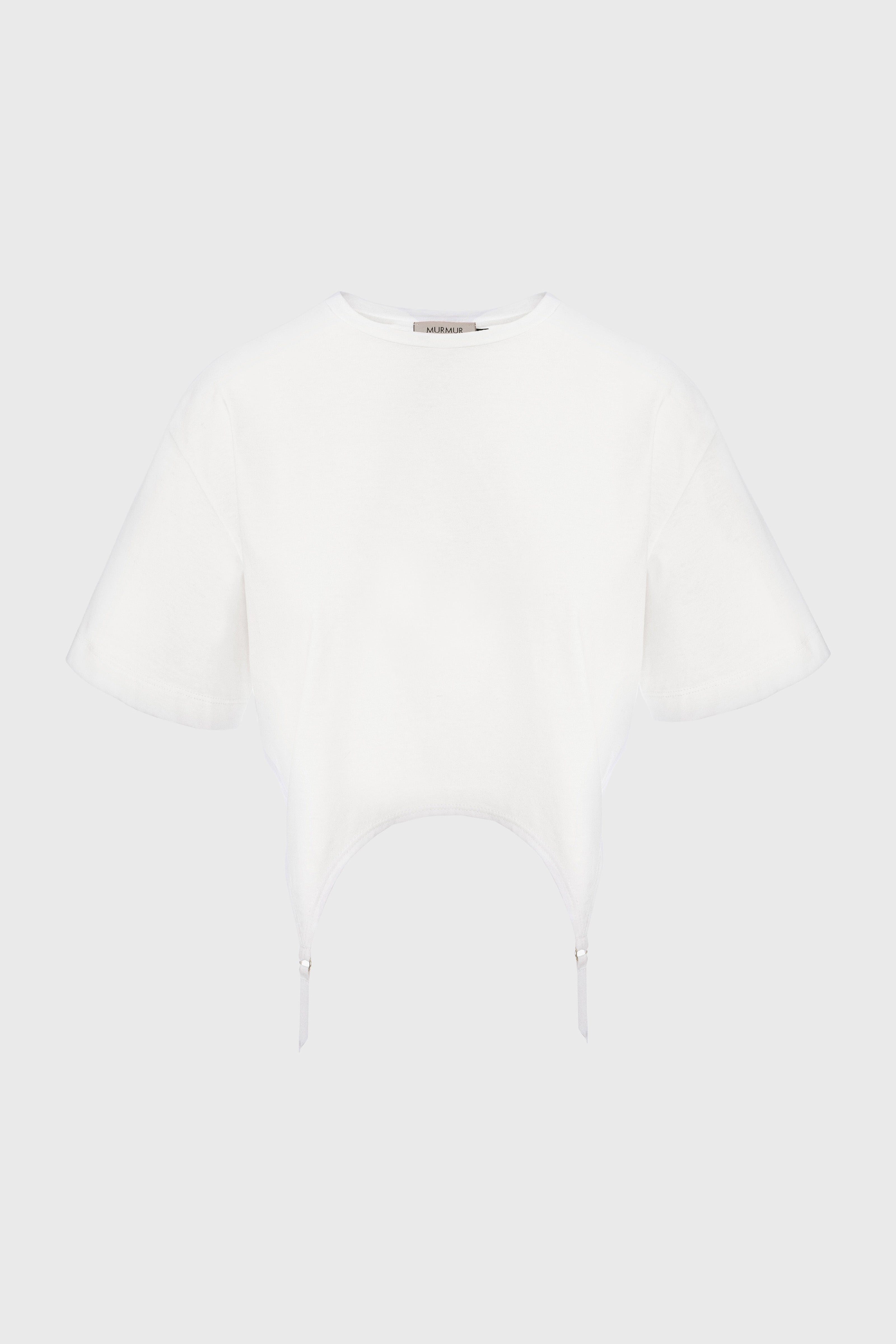 Tricou alb decupat Garter