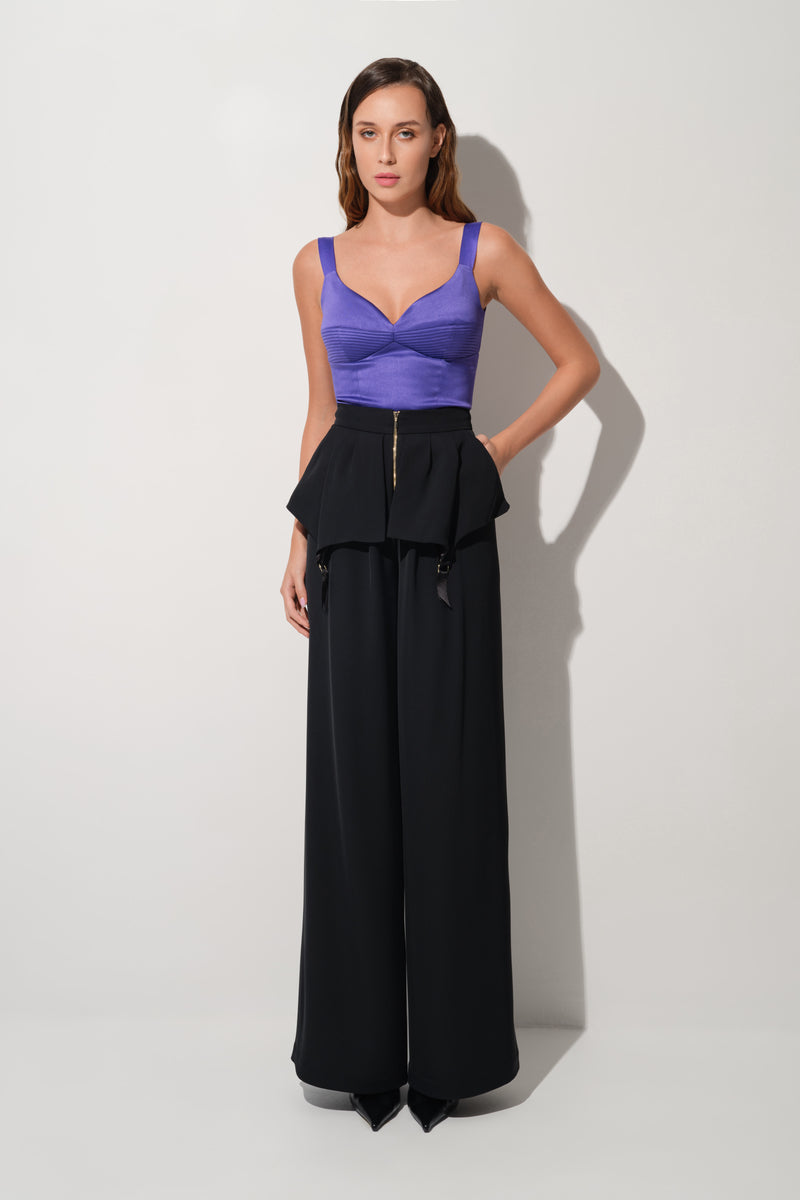 Corset violet din satin cu insiretare Haze