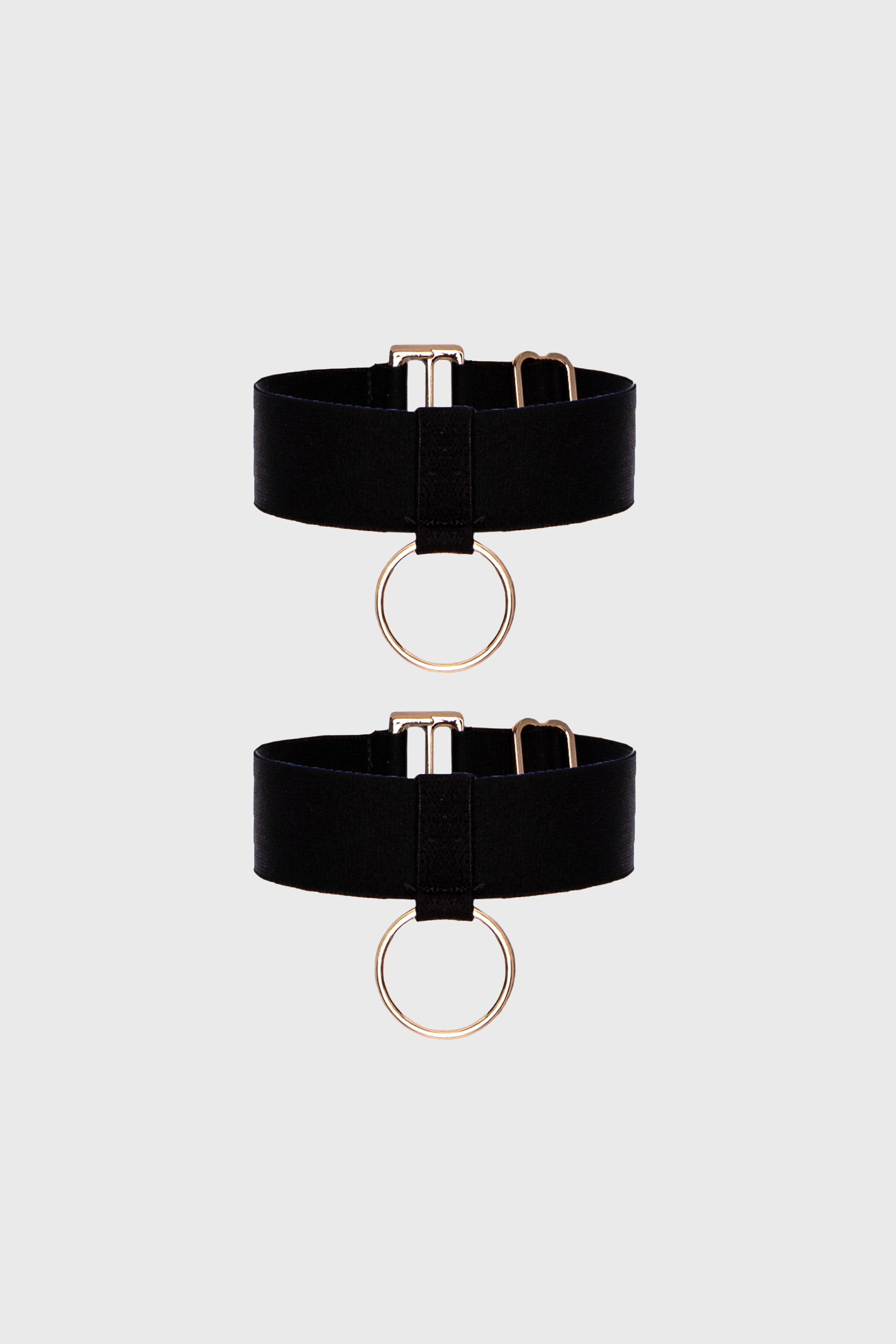 Bratari negre satinate din elastic cu detalii aurii Hold-up