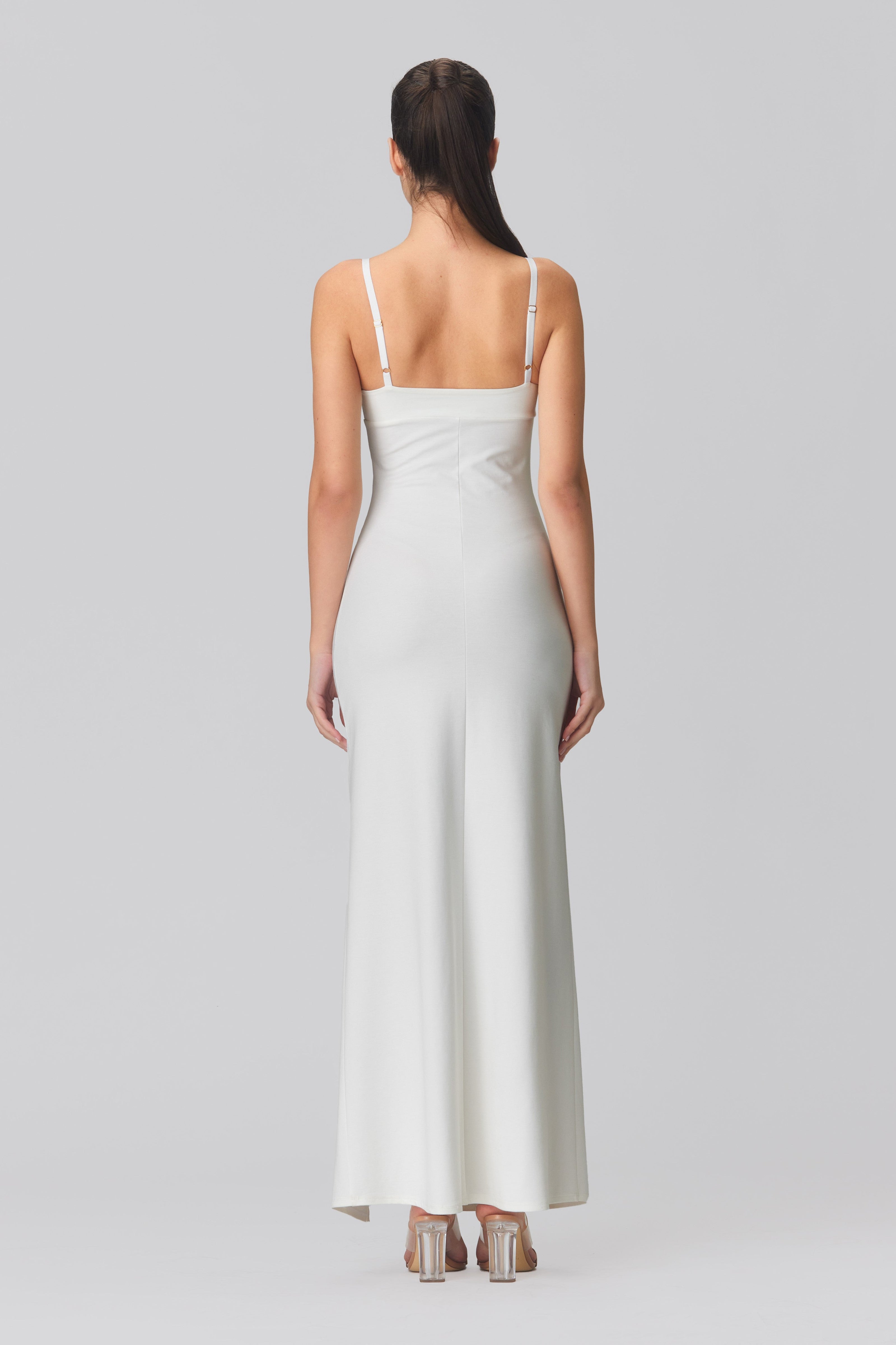 Rochie alba lunga elastica Skin