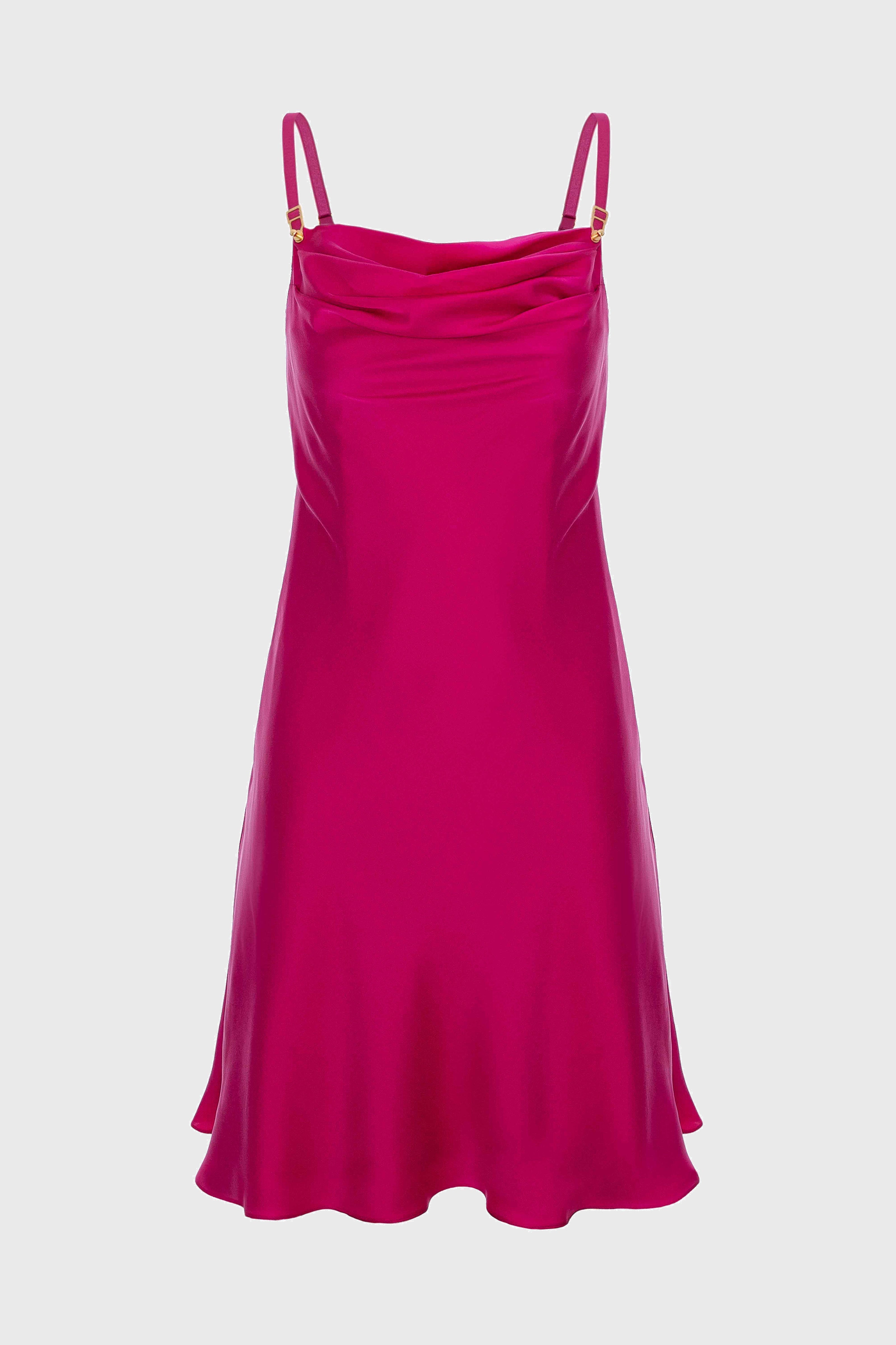 Rochie roz intens mini din matase naturala Slip