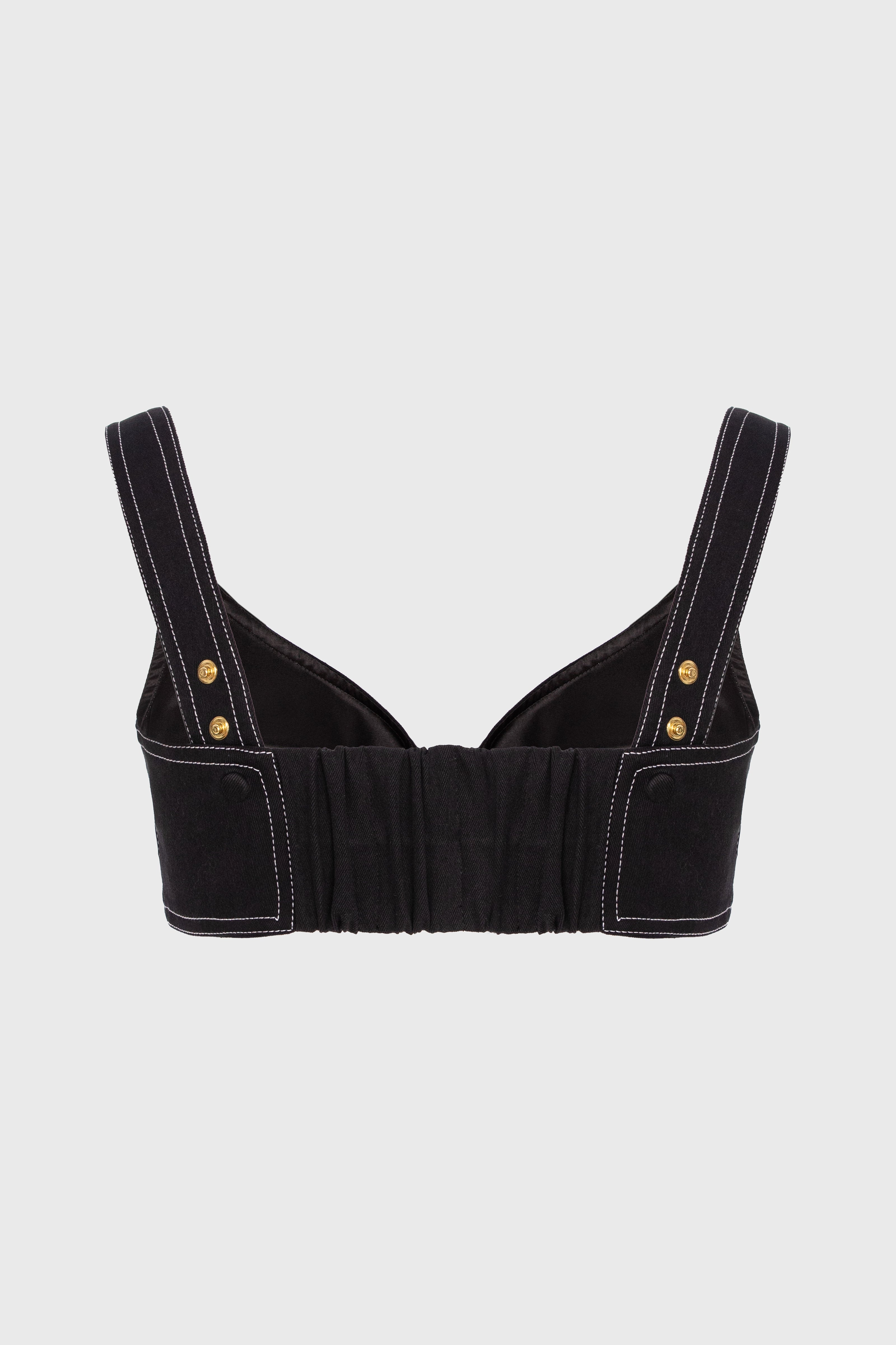 Bustiera neagra din denim bi-elastic Underline