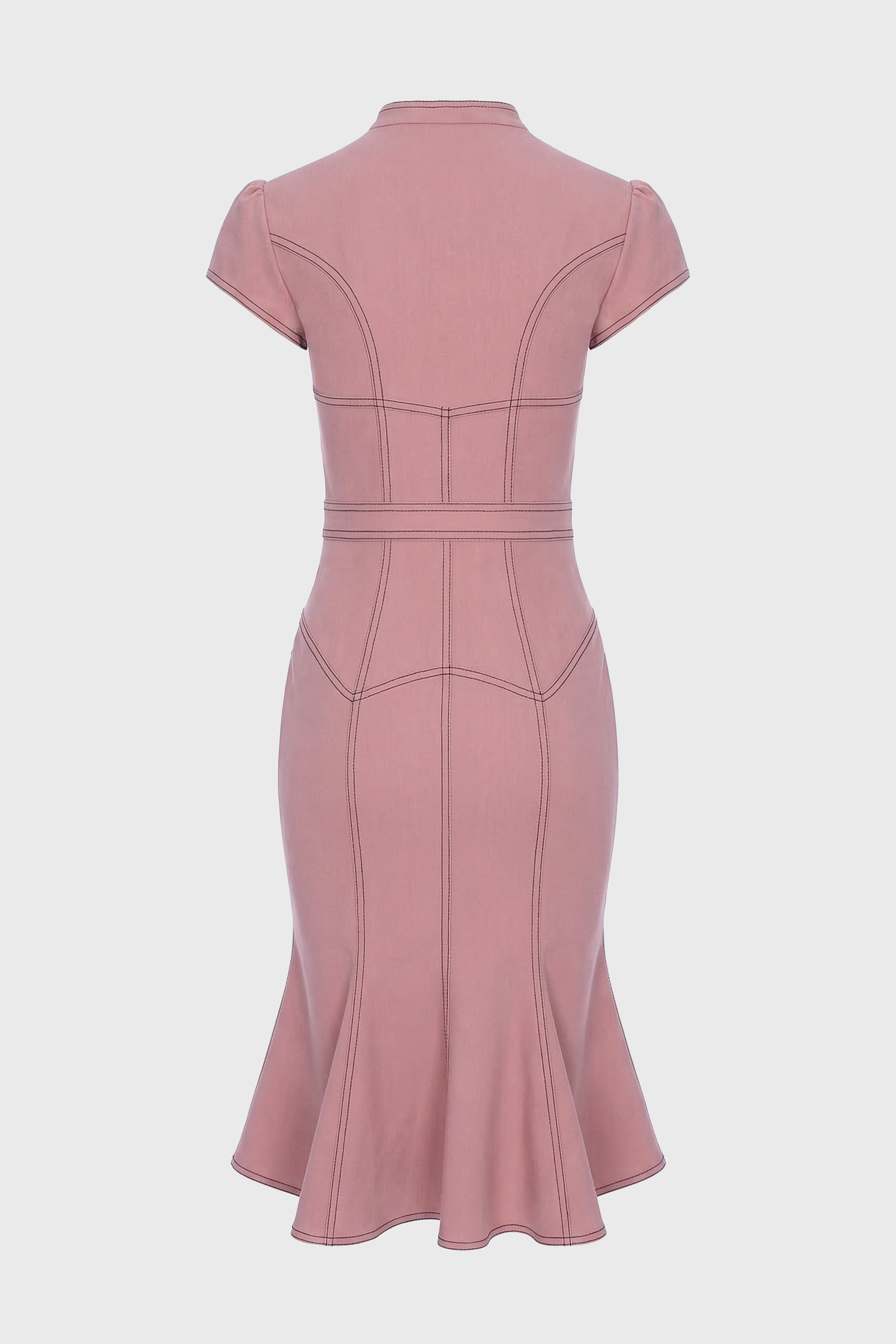 Rochie roz fad midi din denim bi-elastic Underline