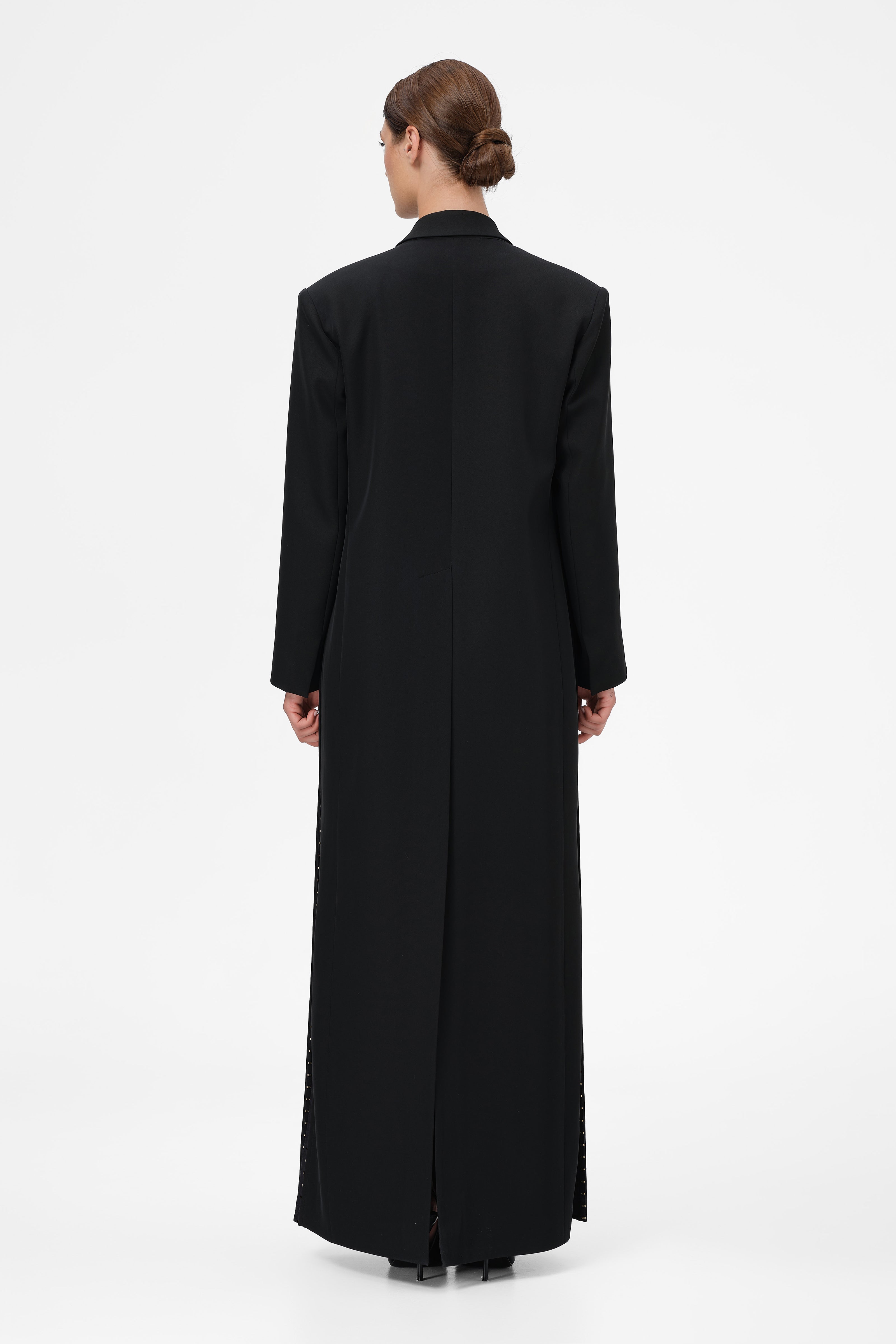 Blazer negru lung cu deschidere laterala Urban