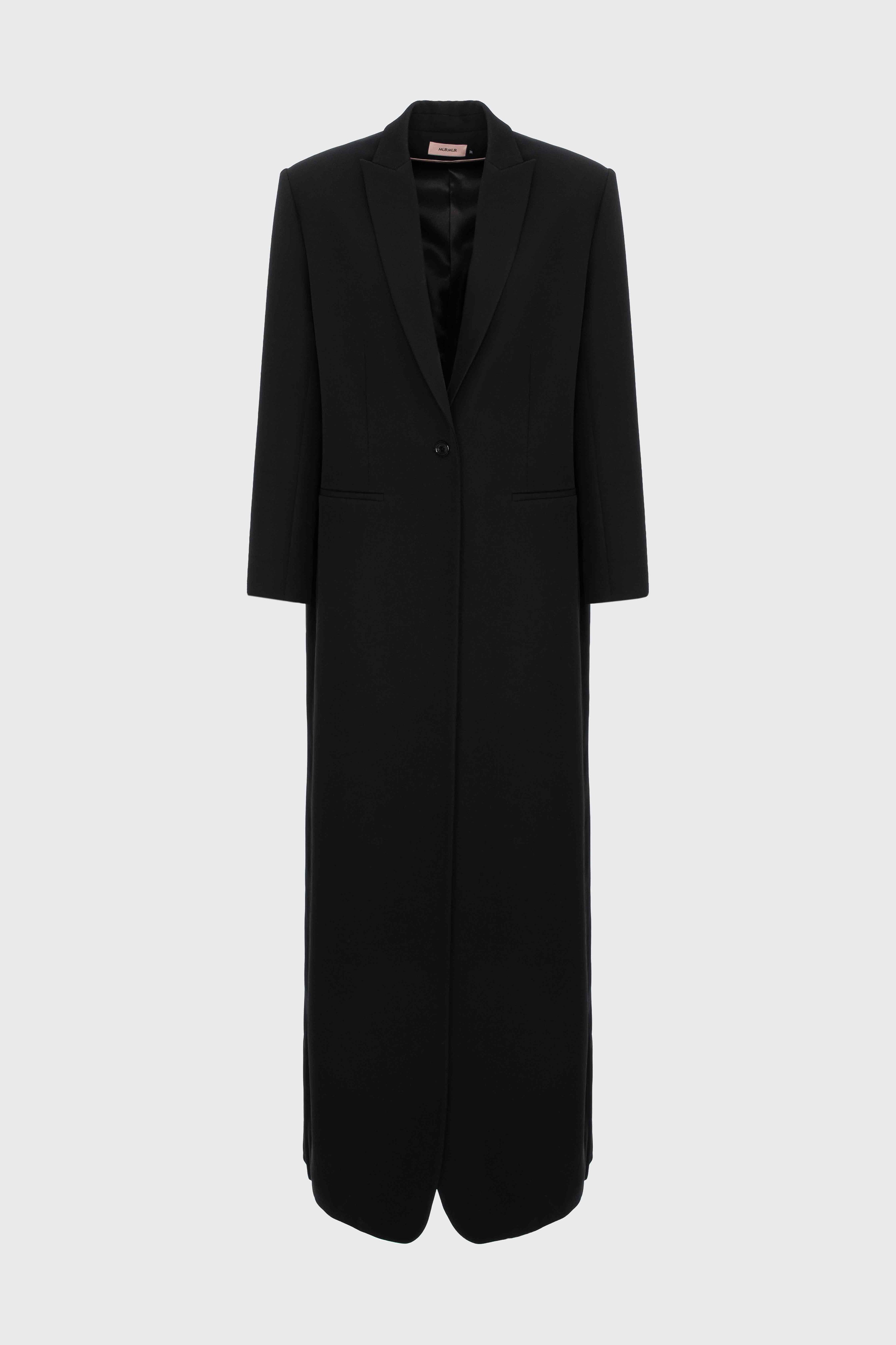 Blazer negru lung cu deschidere laterala Urban
