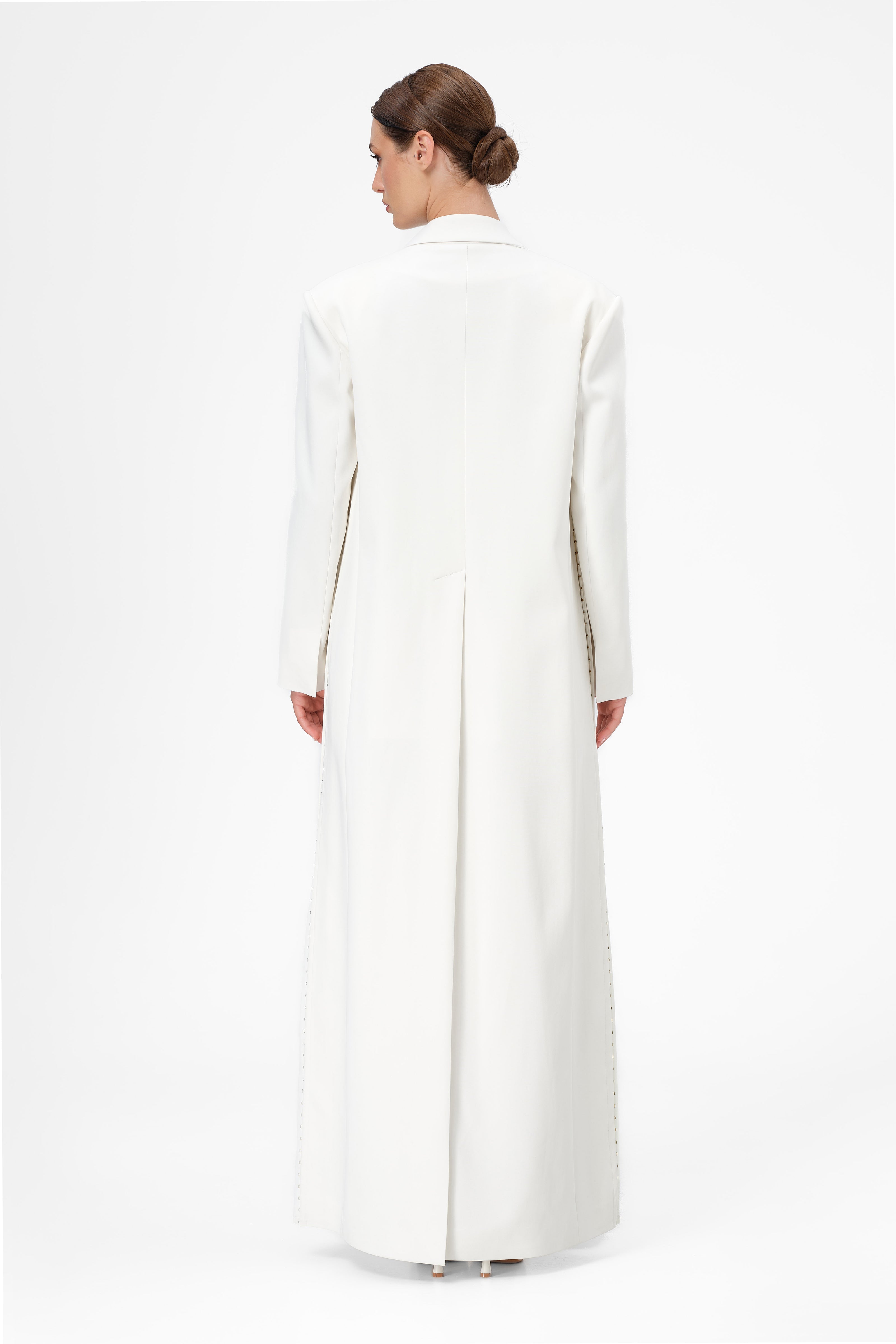 Blazer alb lung cu deschidere laterala Urban