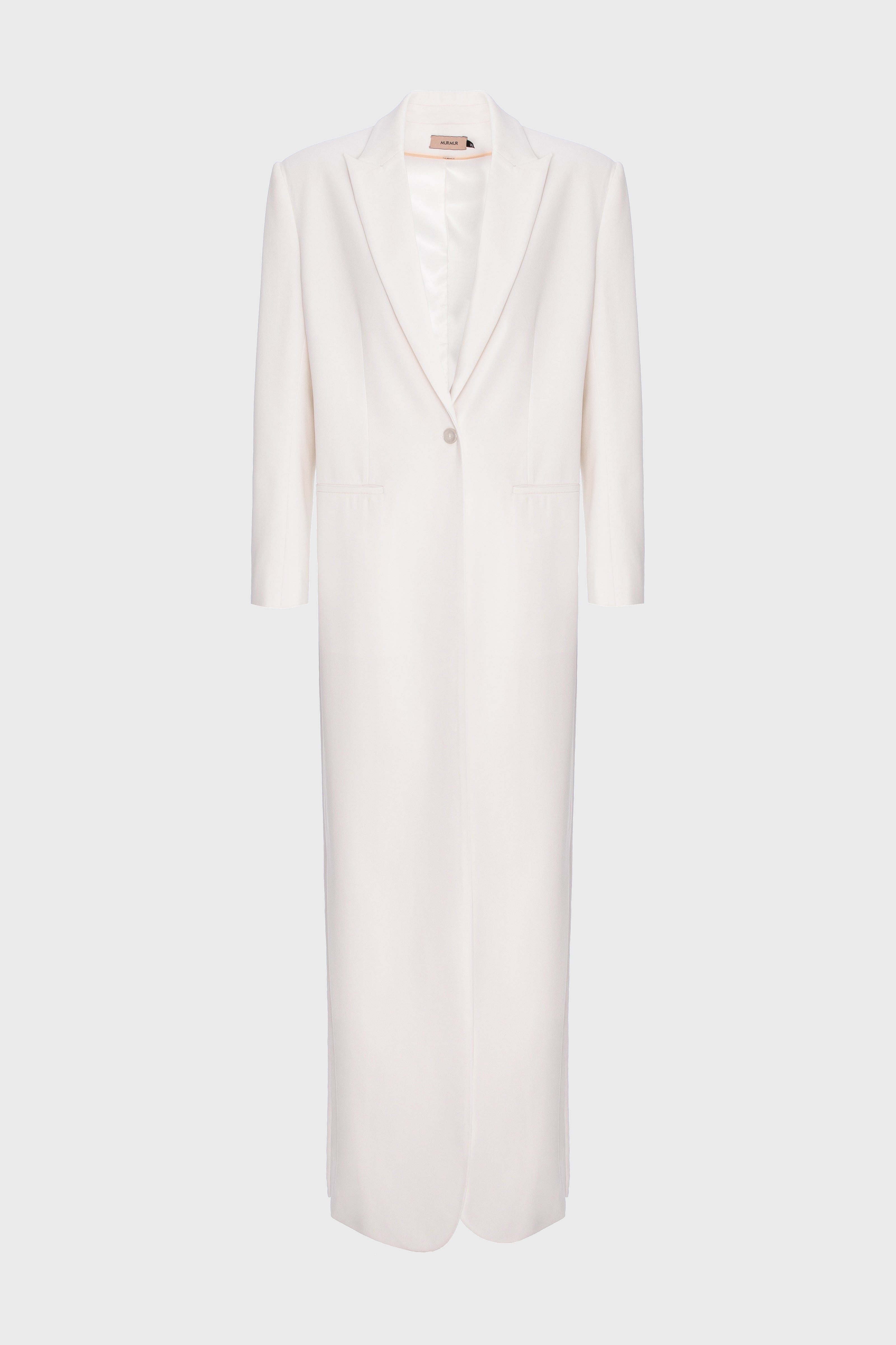 Blazer alb lung cu deschidere laterala Urban