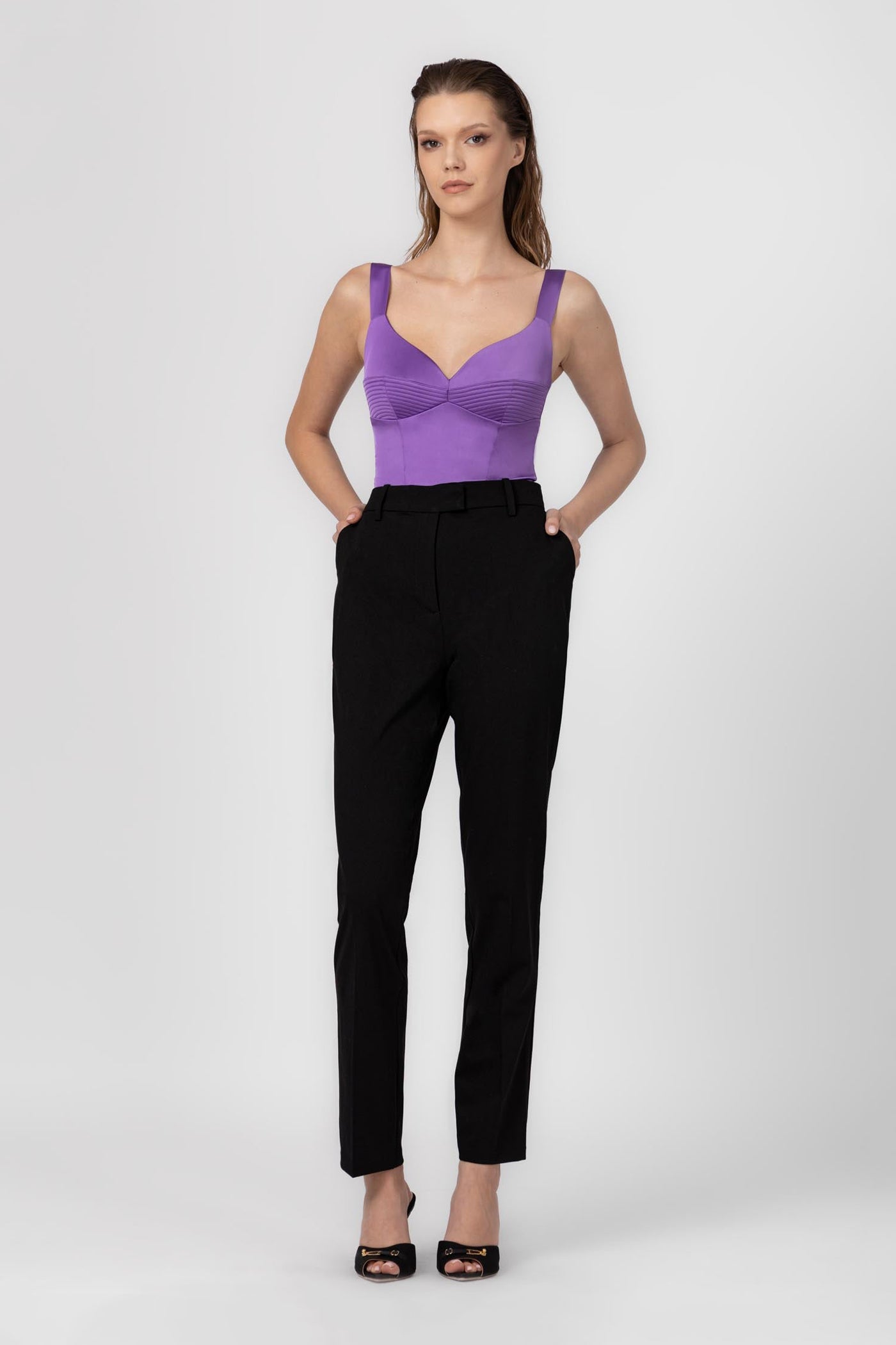 Corset violet din satin elastic Haze