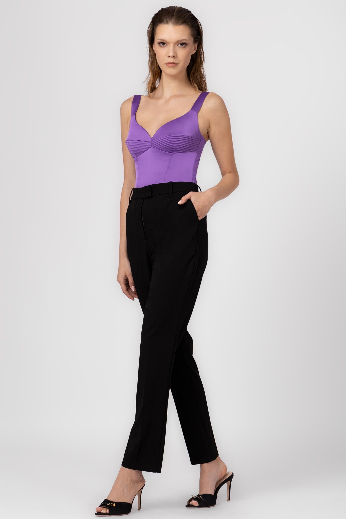 Corset violet din satin elastic Haze