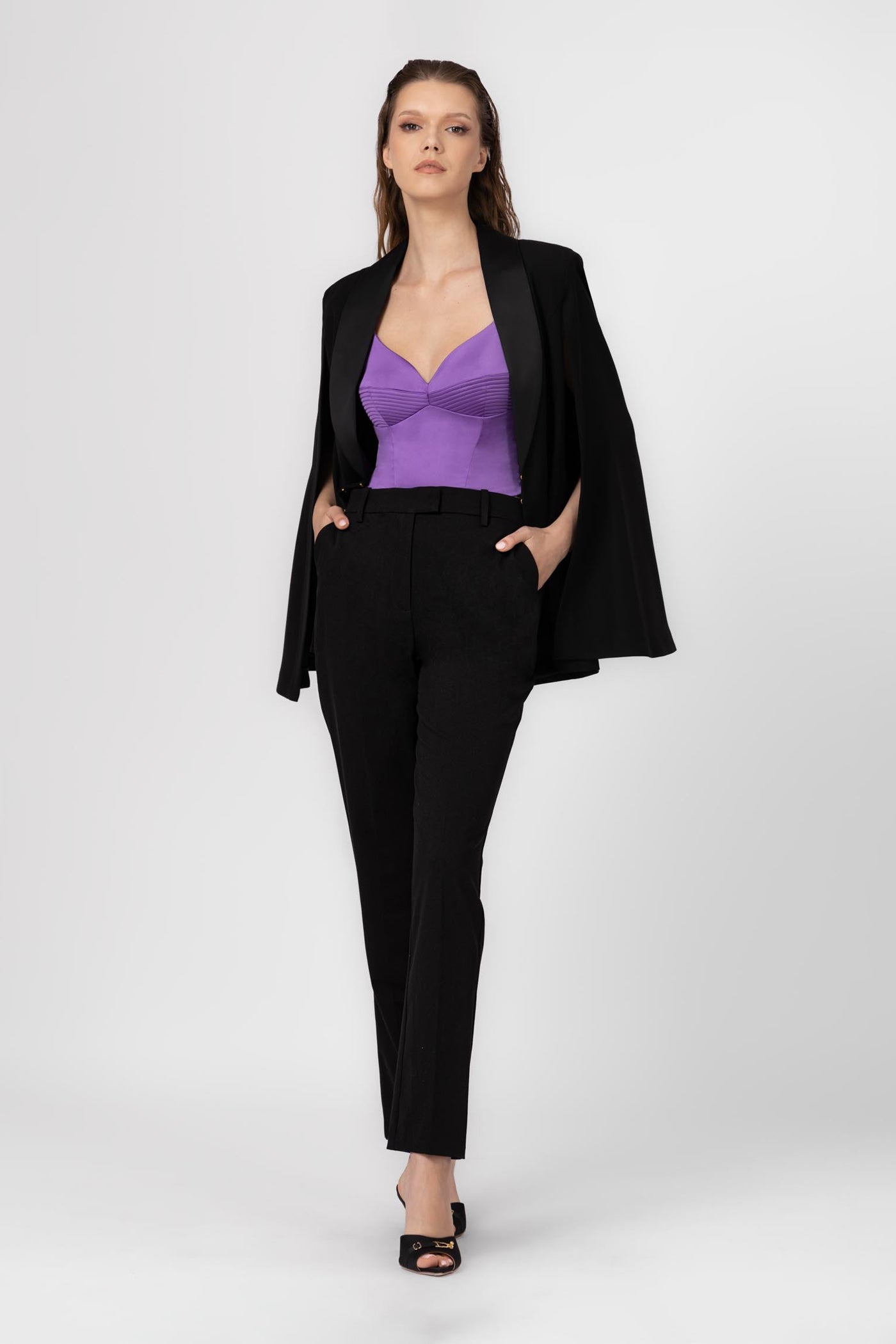 Corset violet din satin elastic Haze