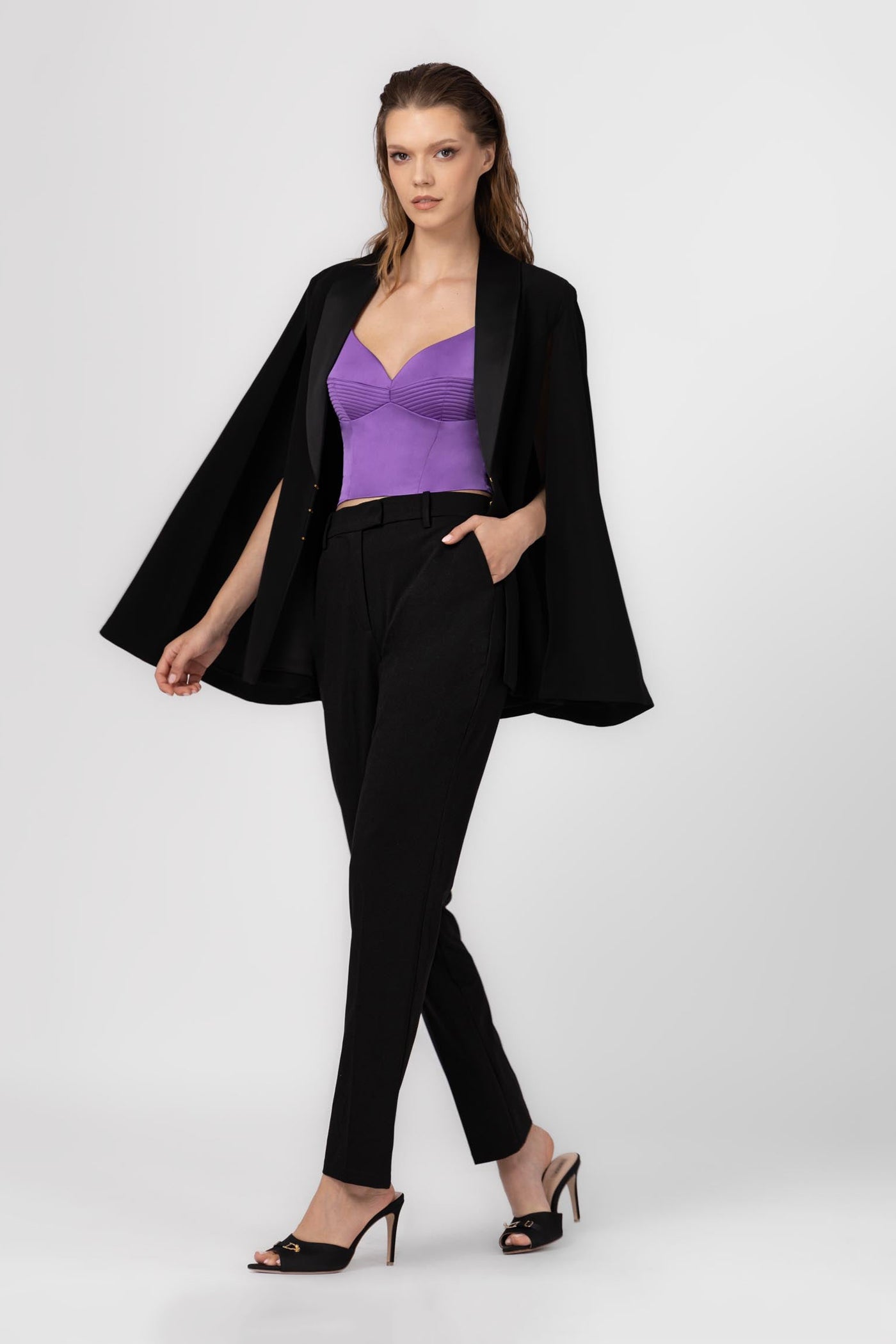 Corset violet din satin elastic Haze