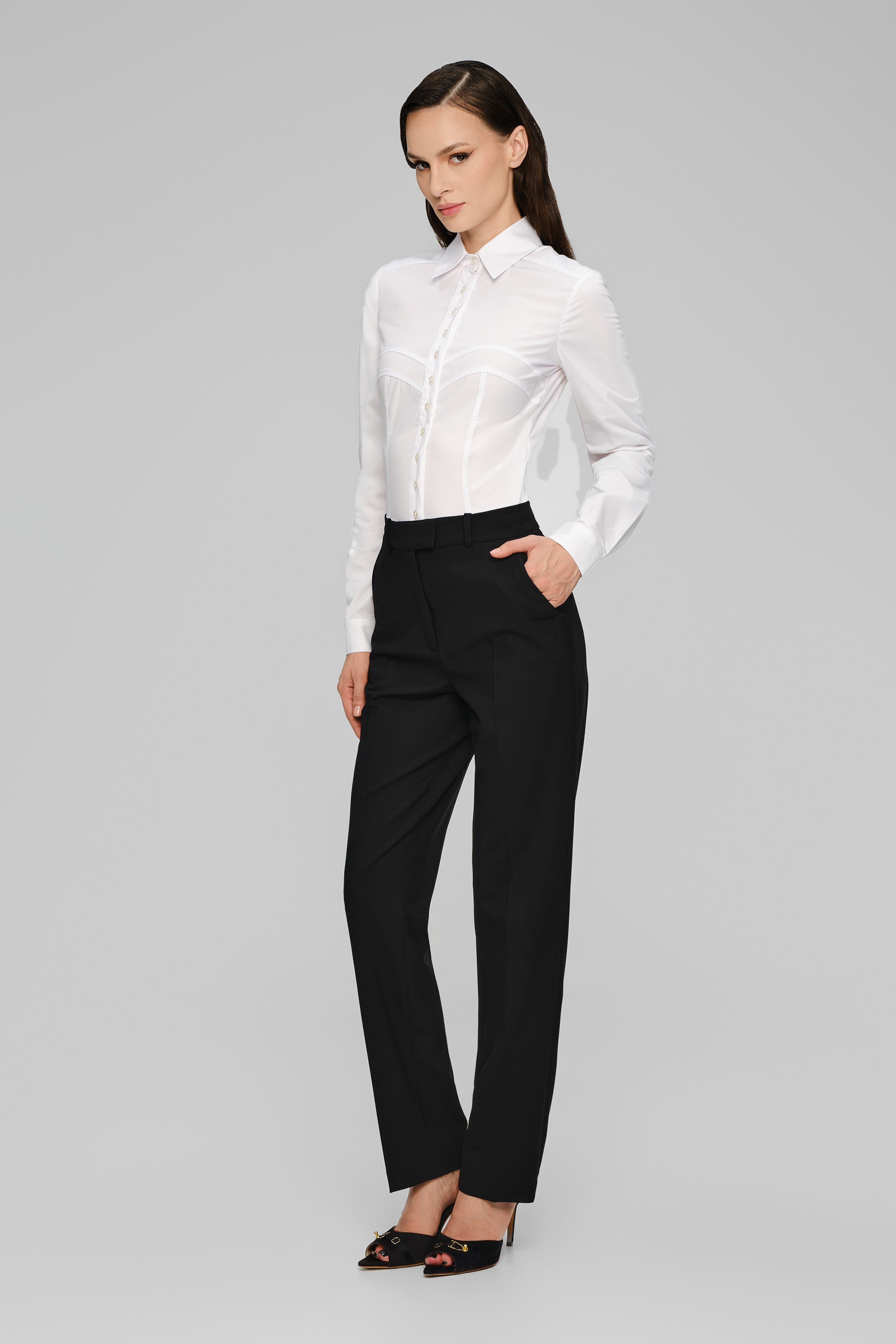 Pantaloni clasici negri cu buzunare Formal