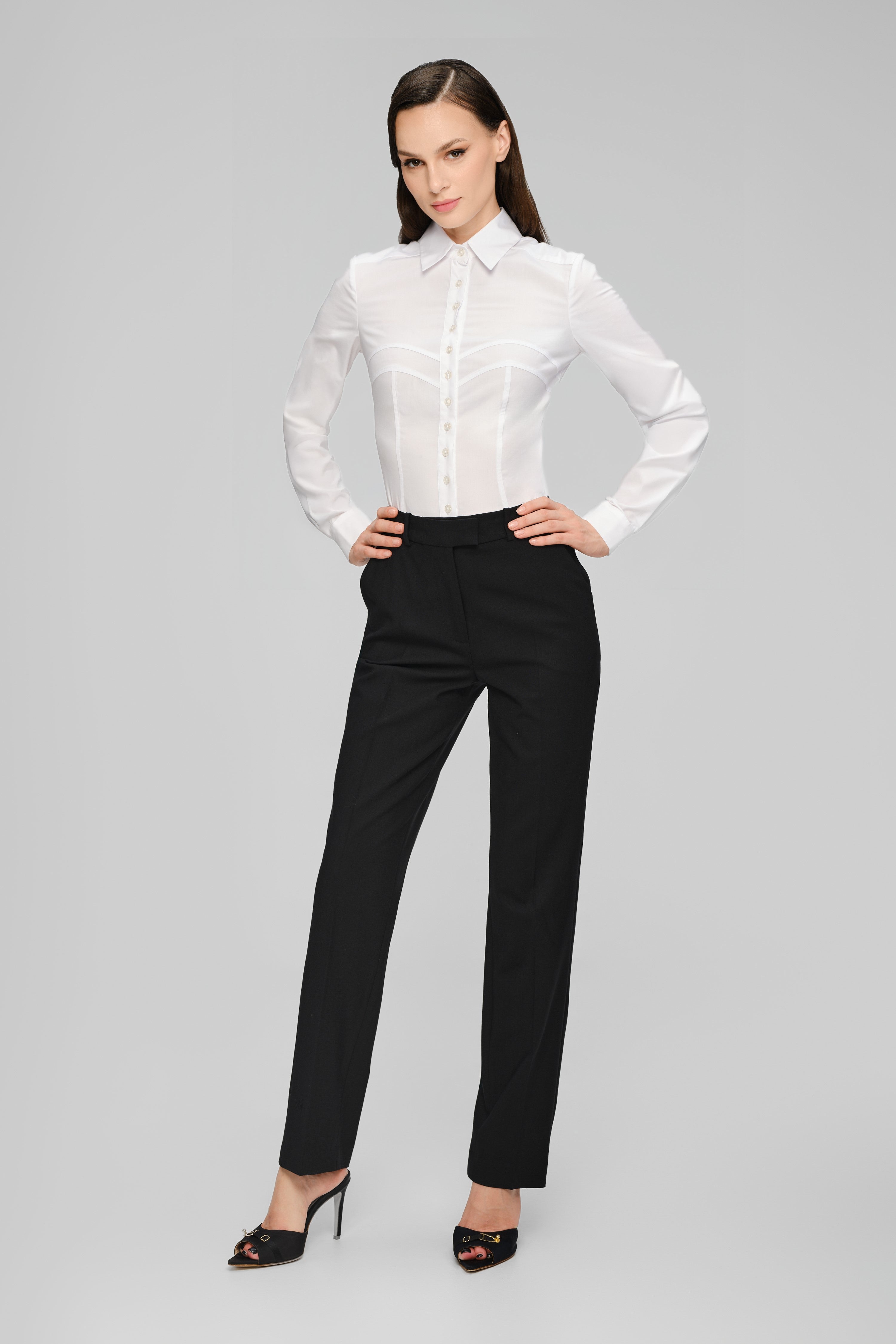 Pantaloni clasici negri cu buzunare Formal