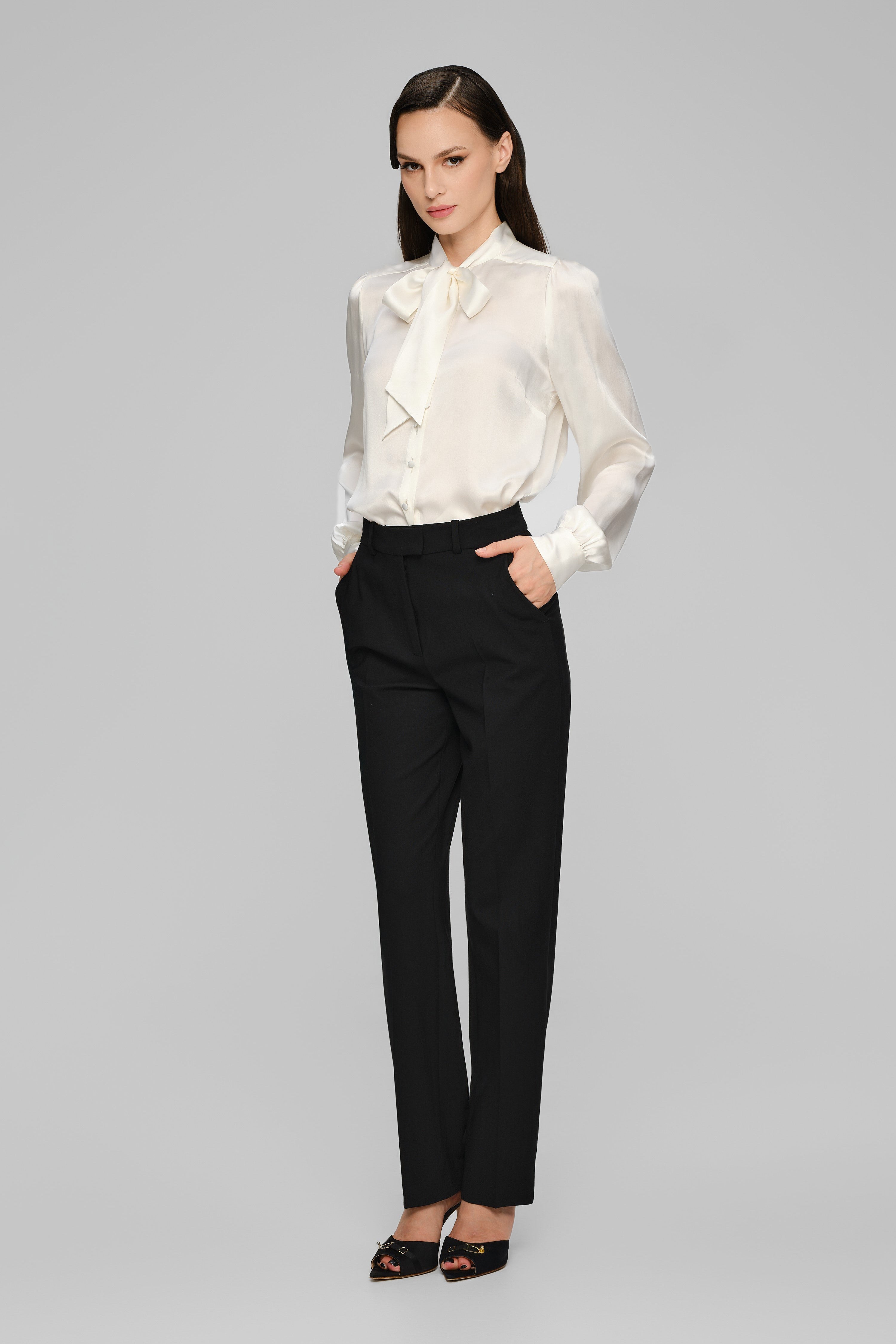 Camasa alba din matase naturala satinata Lavish