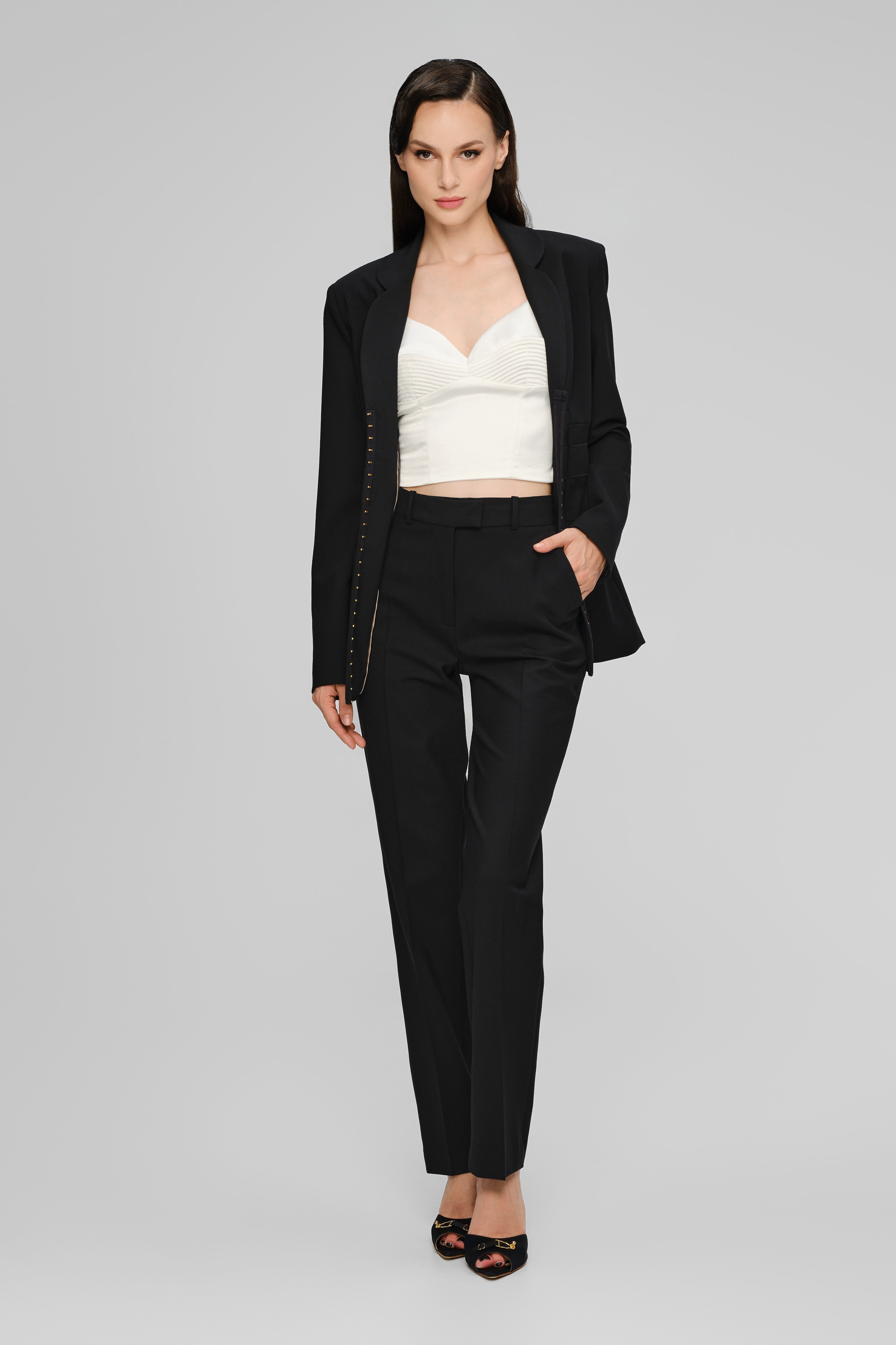 Pantaloni clasici negri cu buzunare Formal