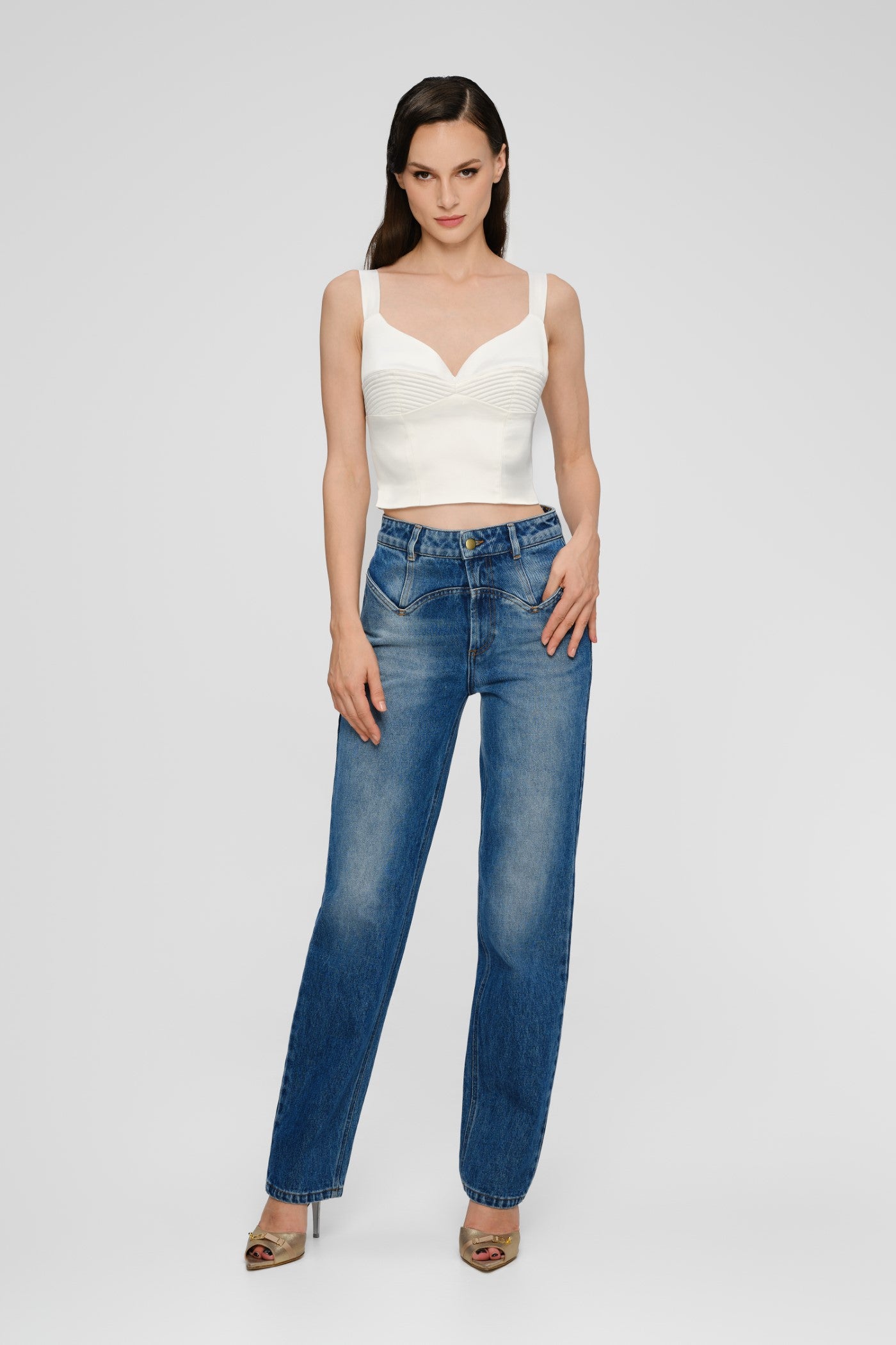 Corset alb din satin elastic Haze