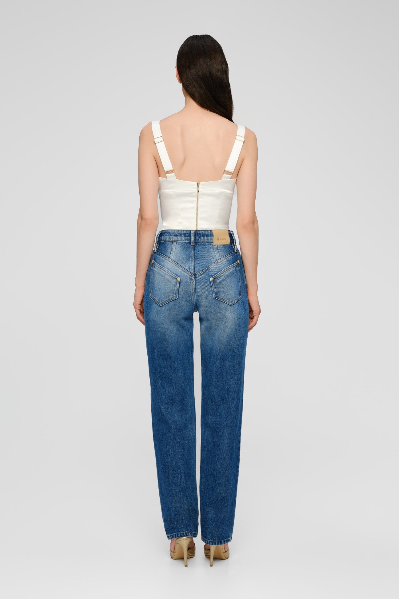 Corset alb din satin elastic Haze