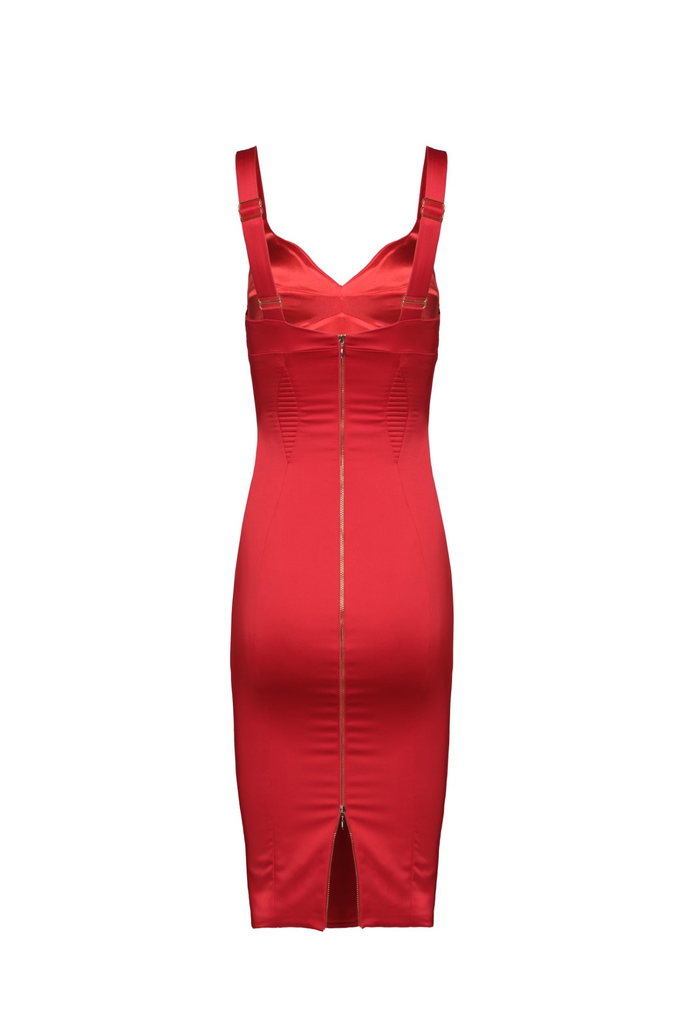 Rochie rosie din satin elastic Haze
