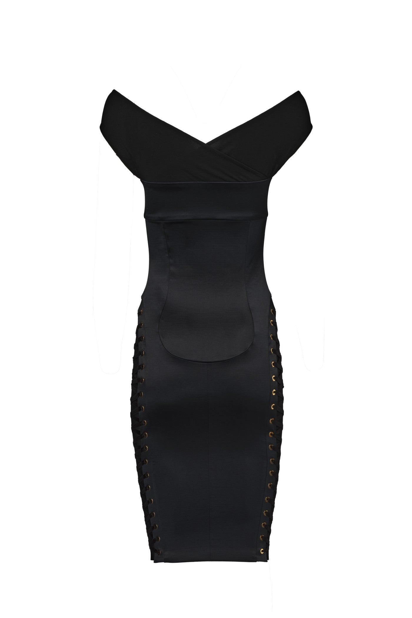 Rochie neagra bodycon din satin Blackcherry