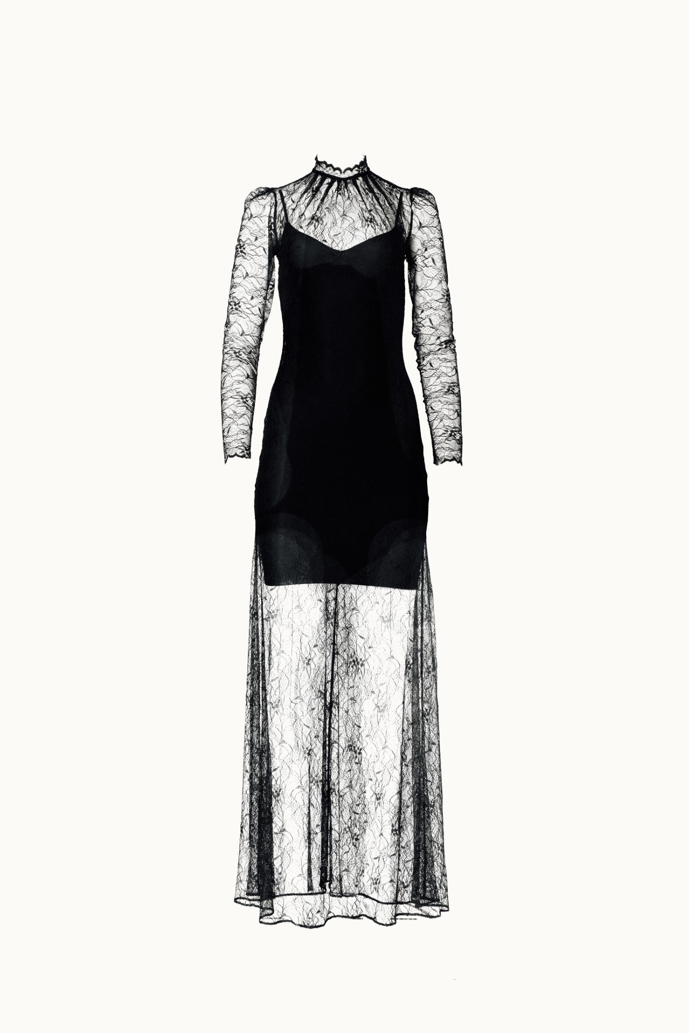 Rochie midi neagra din dantela Mist