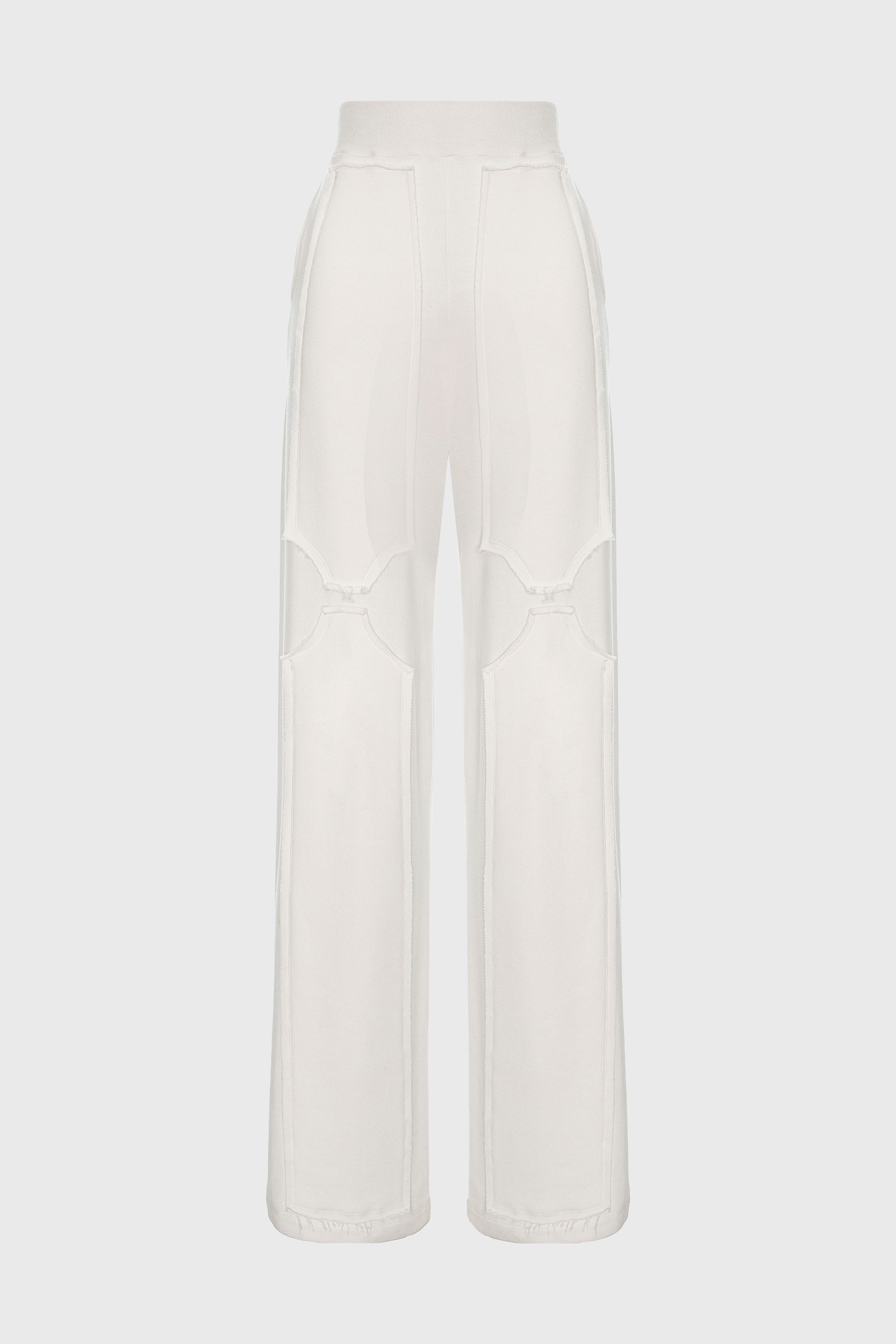 Pantaloni albi din bumbac si modal Deconstructed