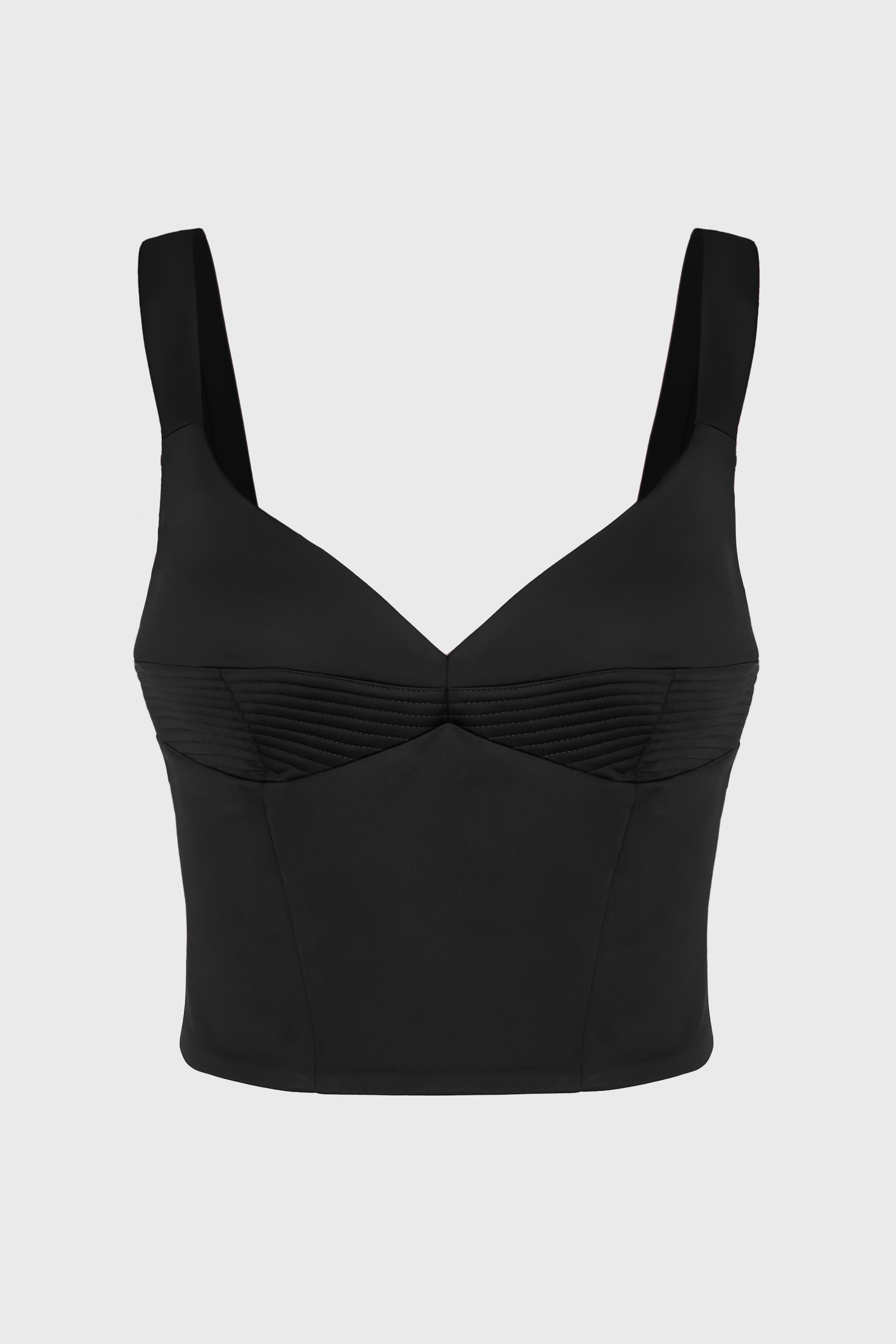 Corset din satin elastic cu decolteu ultra-feminin, cu cusaturi