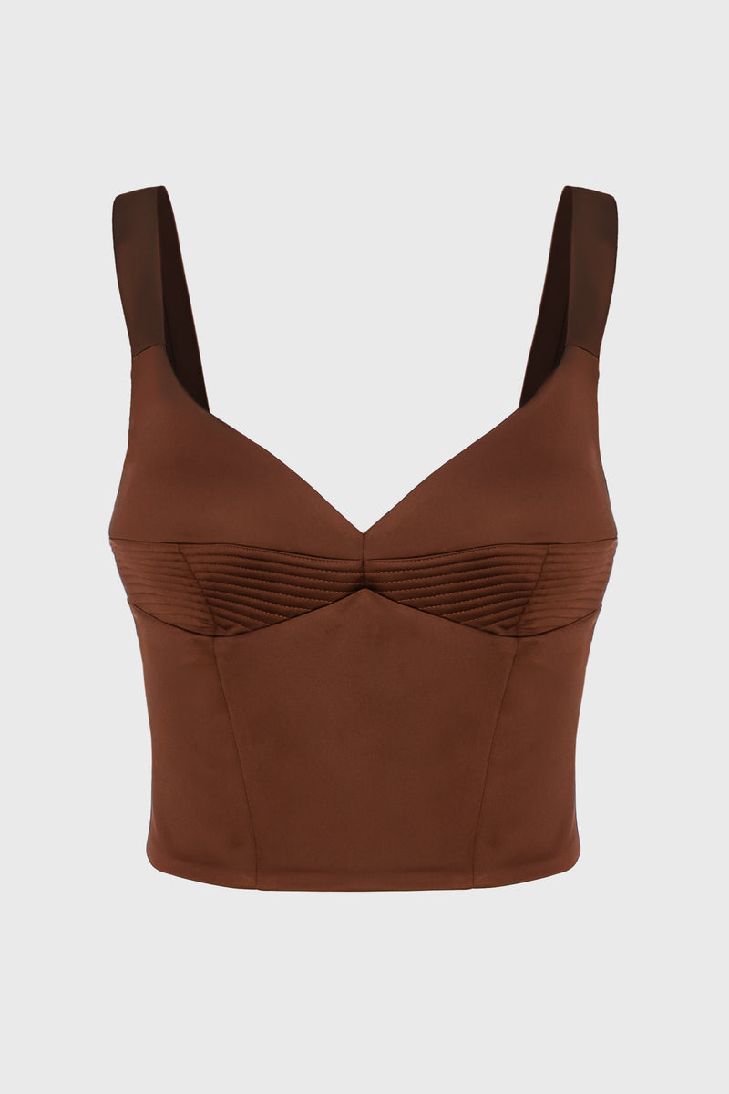 Corset maro din satin elastic Haze