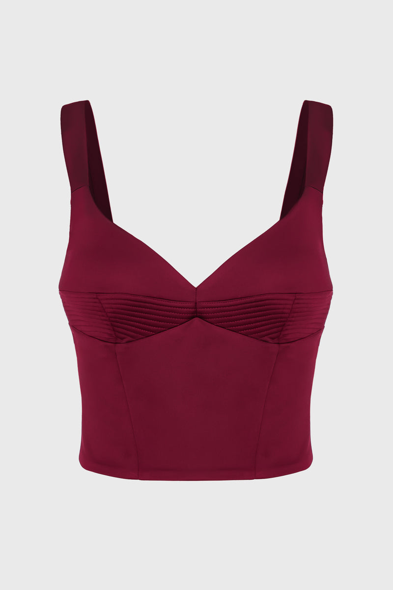 Corset rosu burgund din satin elastic Haze