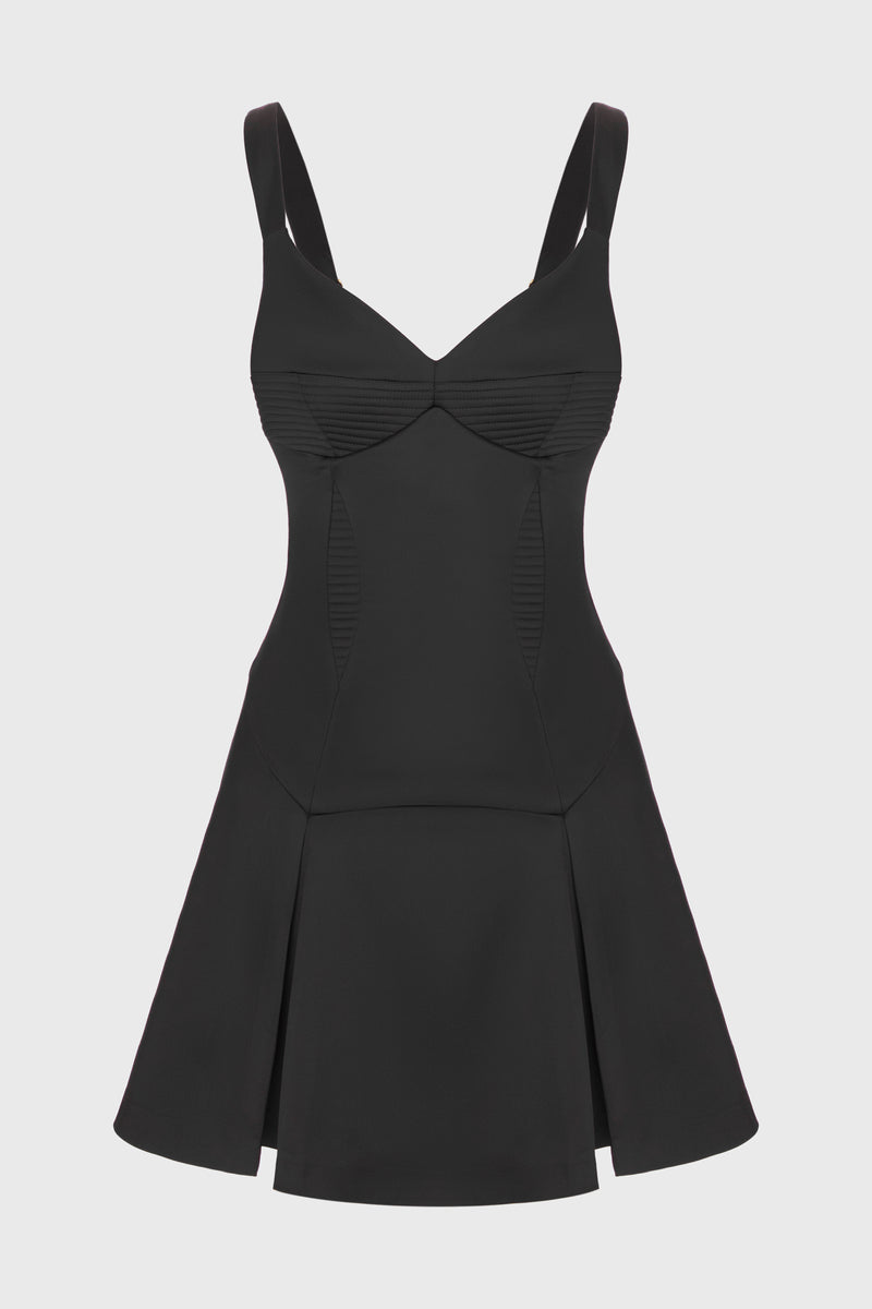 Rochie neagra mini din satin elastic Haze